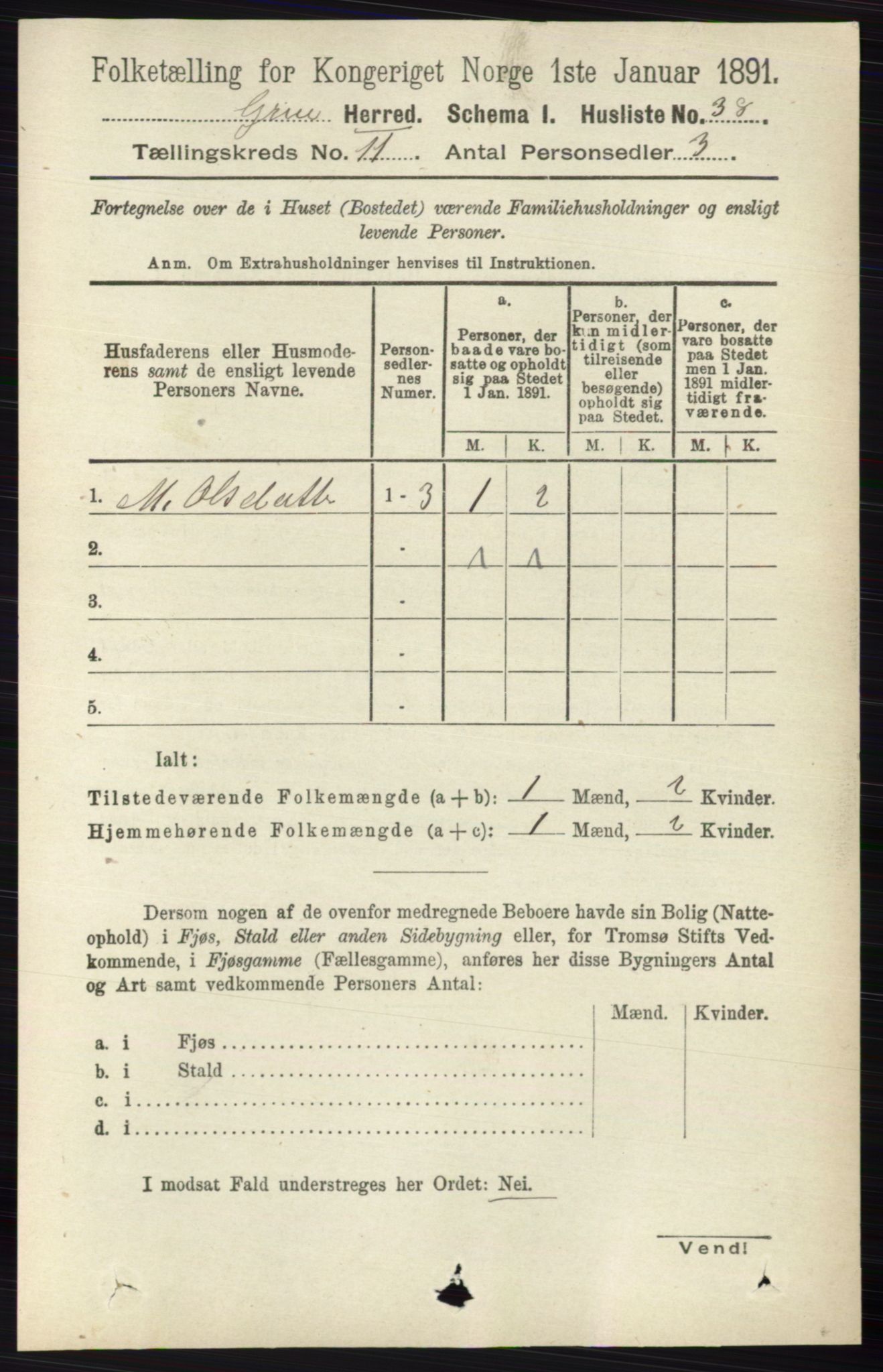 RA, 1891 census for 0423 Grue, 1891, p. 5853