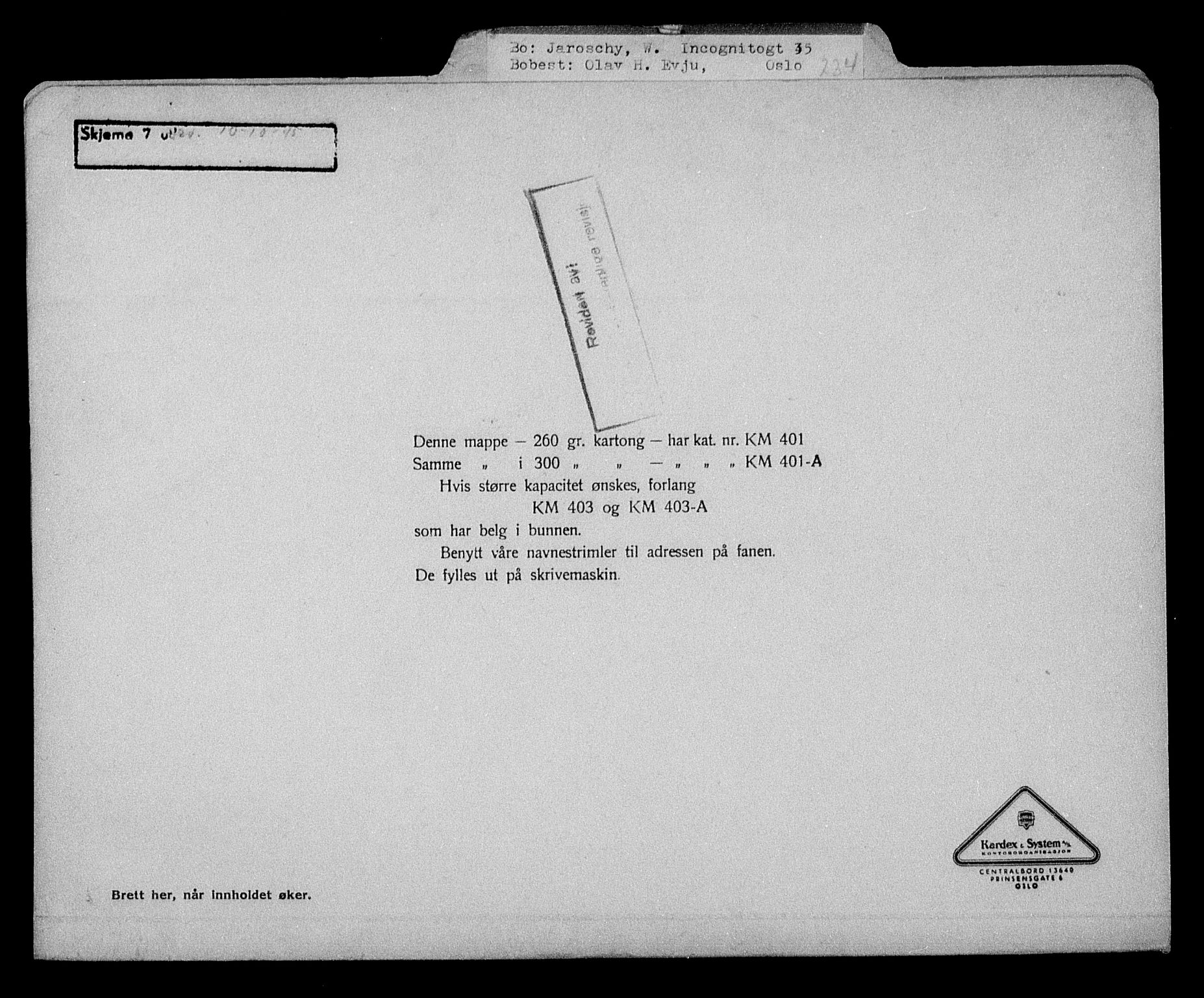 Justisdepartementet, Tilbakeføringskontoret for inndratte formuer, AV/RA-S-1564/H/Hc/Hcc/L0947: --, 1945-1947, p. 258