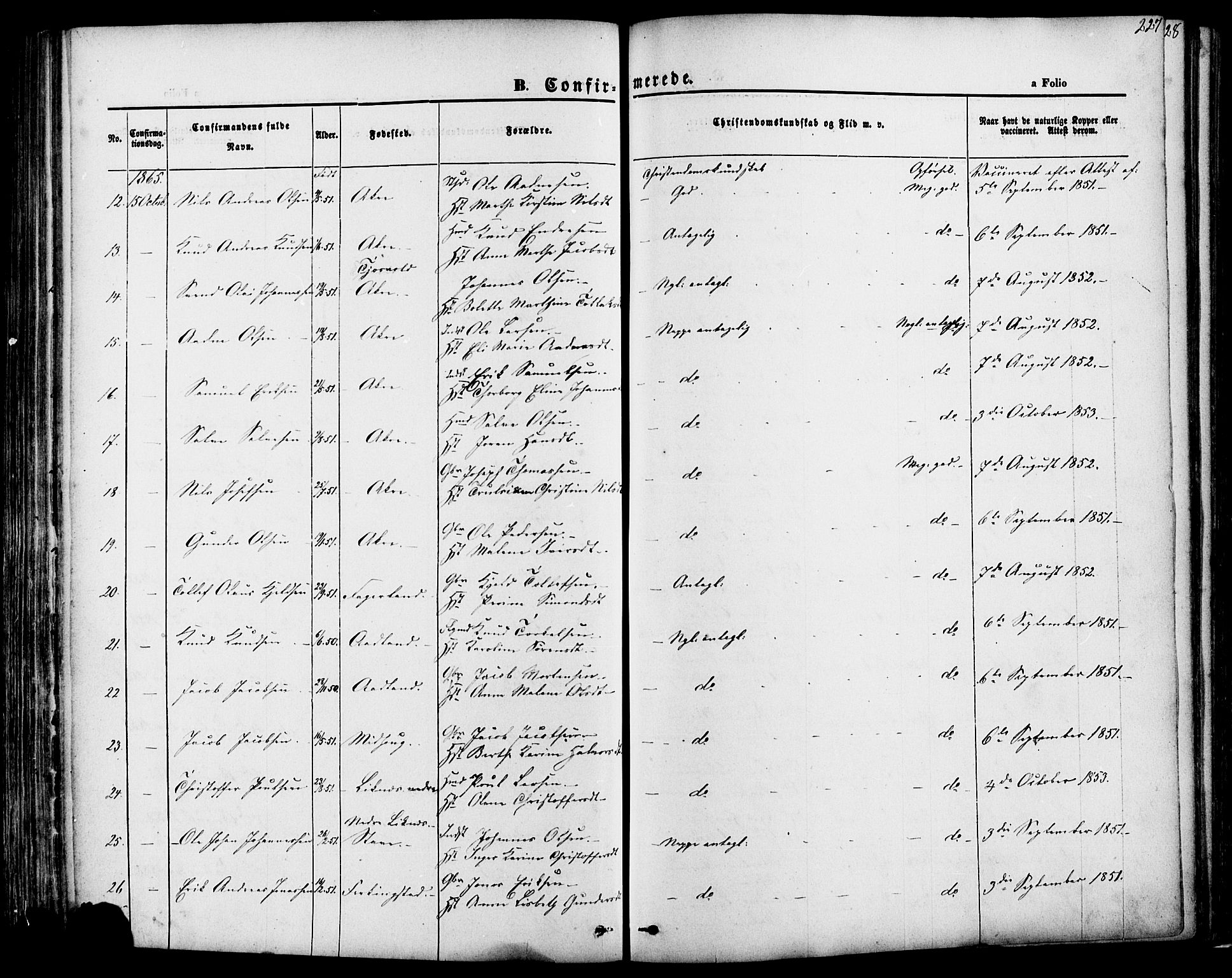 Skudenes sokneprestkontor, SAST/A -101849/H/Ha/Haa/L0006: Parish register (official) no. A 4, 1864-1881, p. 227