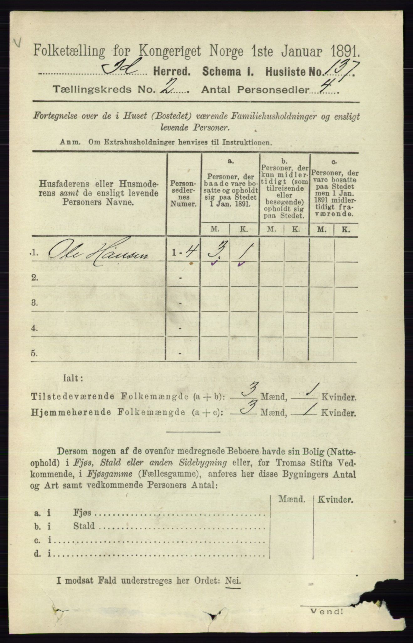 RA, 1891 census for 0117 Idd, 1891, p. 1178