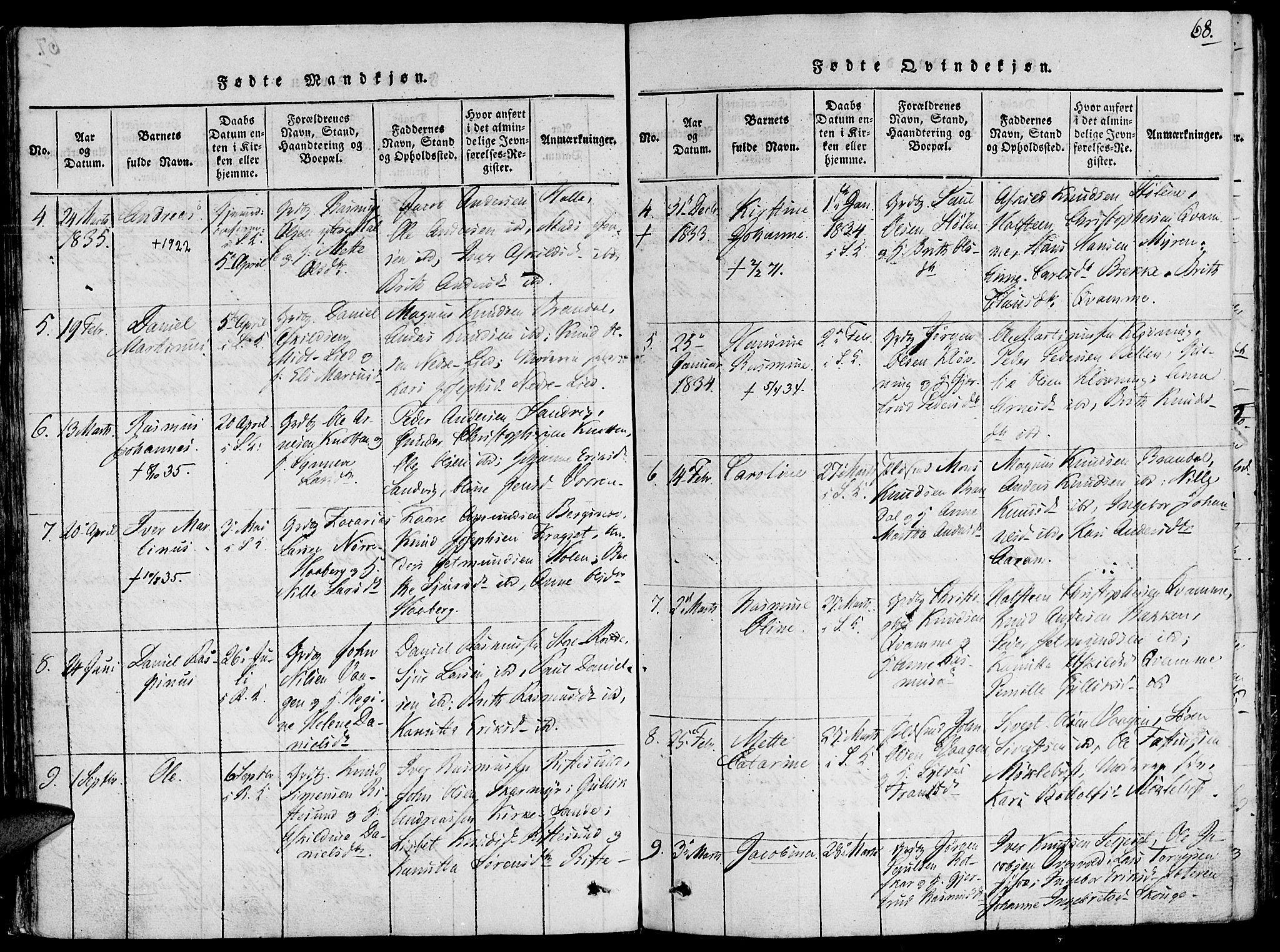 Ministerialprotokoller, klokkerbøker og fødselsregistre - Møre og Romsdal, AV/SAT-A-1454/503/L0033: Parish register (official) no. 503A01, 1816-1841, p. 68