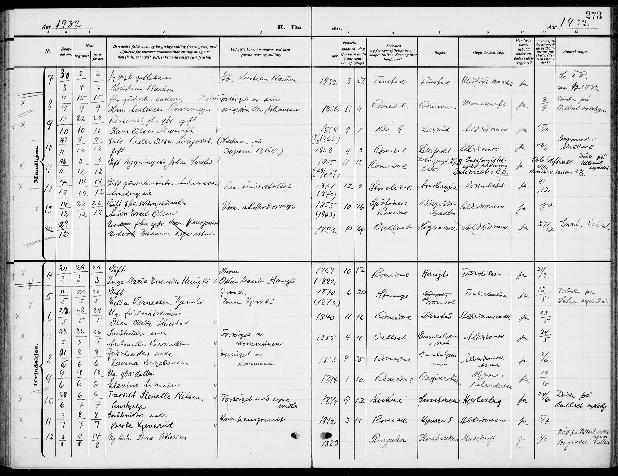 Romedal prestekontor, AV/SAH-PREST-004/K/L0012: Parish register (official) no. 12, 1913-1935, p. 273