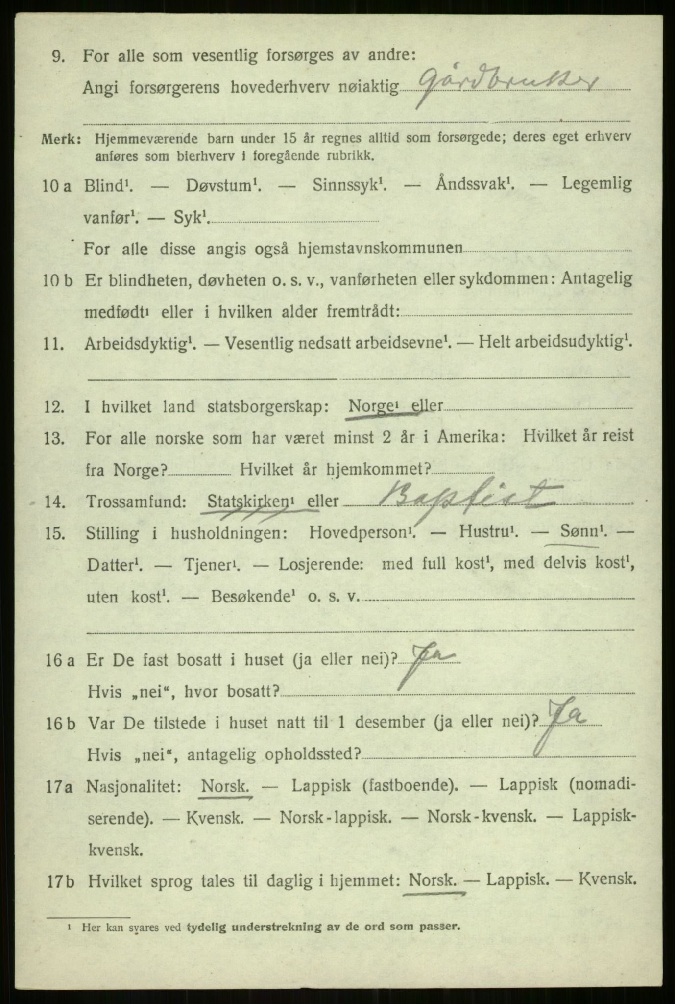 SATØ, 1920 census for Balsfjord, 1920, p. 3317
