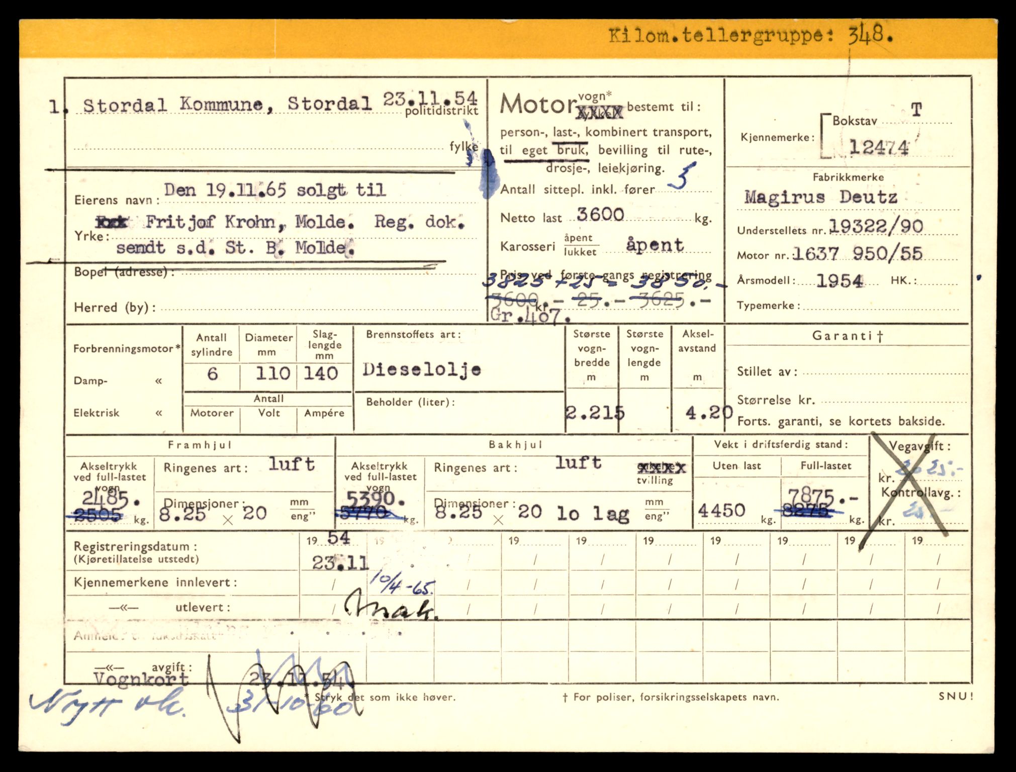Møre og Romsdal vegkontor - Ålesund trafikkstasjon, AV/SAT-A-4099/F/Fe/L0033: Registreringskort for kjøretøy T 12151 - T 12474, 1927-1998, p. 3709