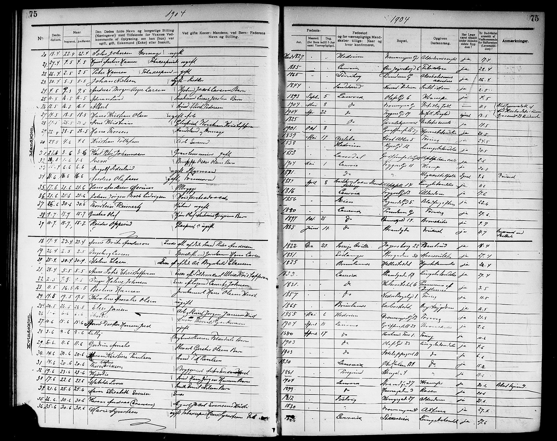 Larvik kirkebøker, AV/SAKO-A-352/G/Ga/L0007: Parish register (copy) no. I 7, 1888-1918, p. 75