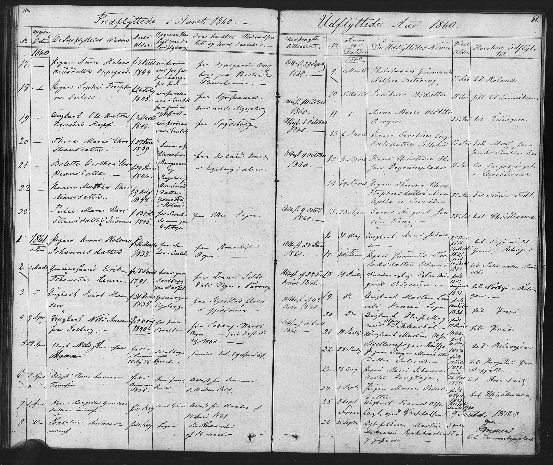 Enebakk prestekontor Kirkebøker, SAO/A-10171c/F/Fa/L0014: Parish register (official) no. I 14, 1833-1878, p. 51