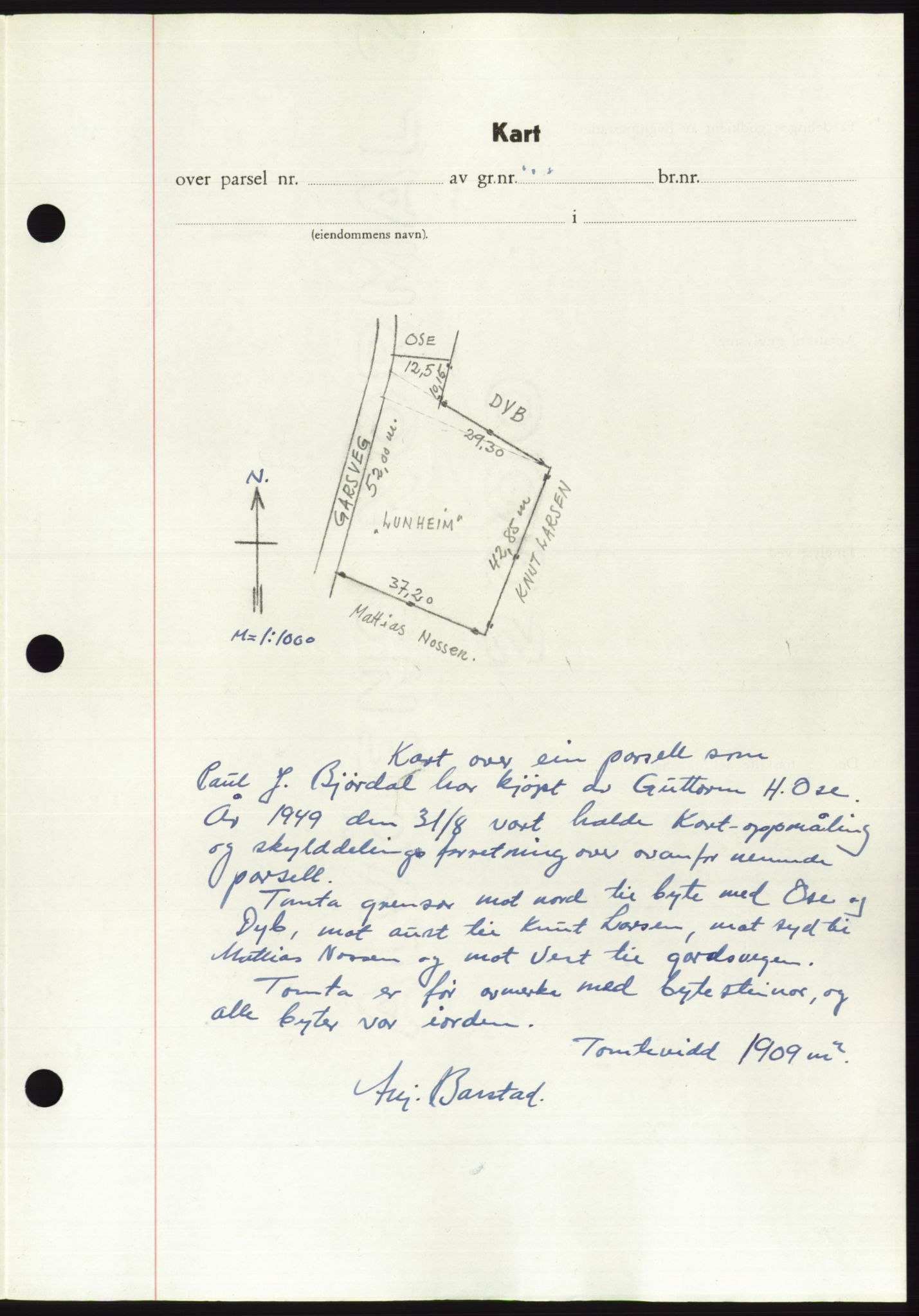 Søre Sunnmøre sorenskriveri, AV/SAT-A-4122/1/2/2C/L0085: Mortgage book no. 11A, 1949-1949, Diary no: : 1765/1949