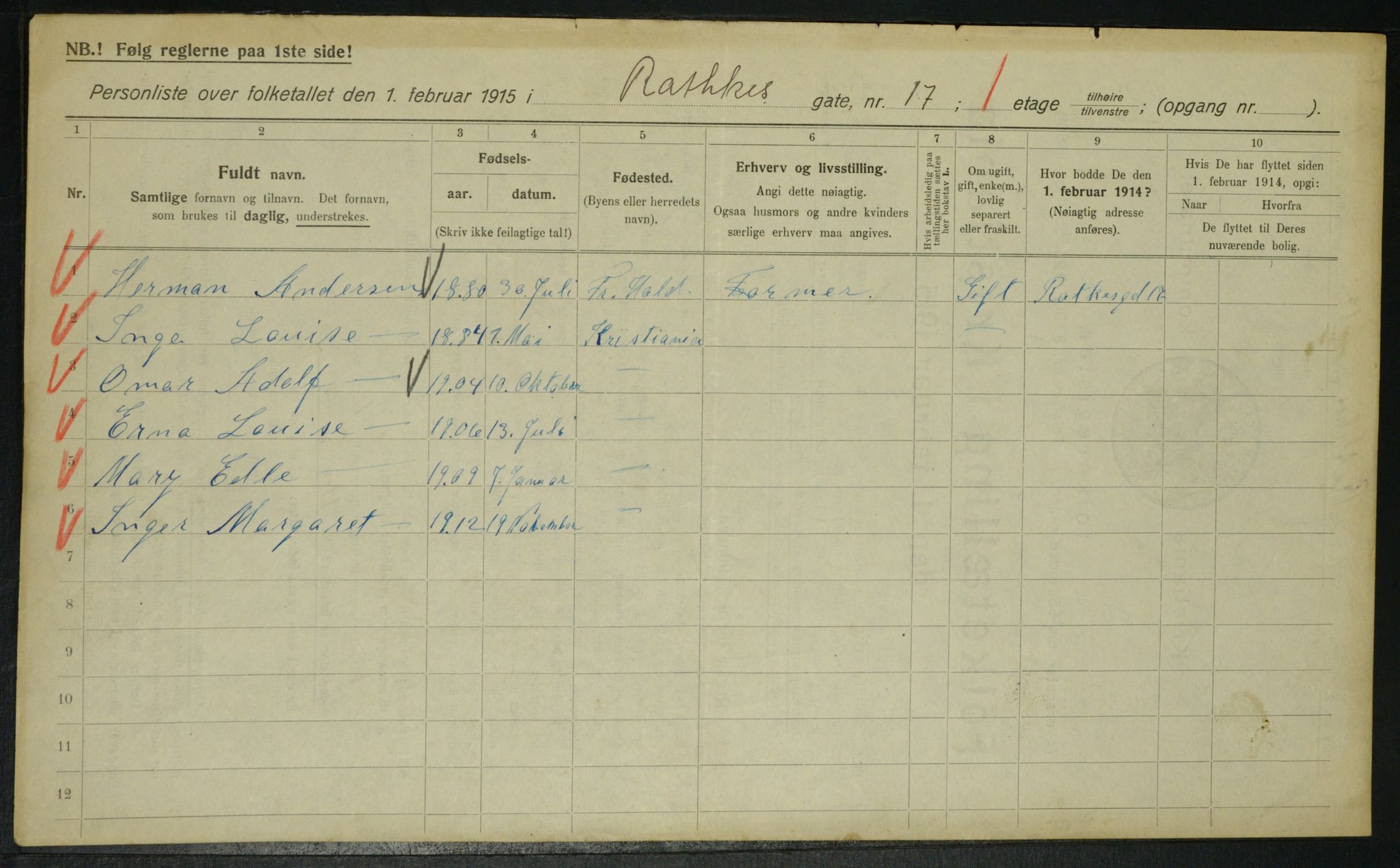 OBA, Municipal Census 1915 for Kristiania, 1915, p. 82378