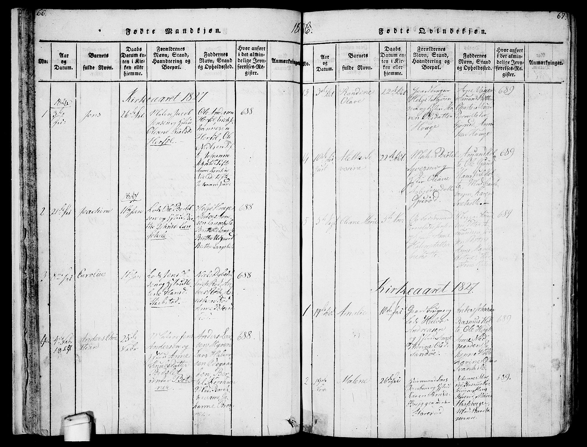 Hvaler prestekontor Kirkebøker, SAO/A-2001/F/Fa/L0005: Parish register (official) no. I 5, 1816-1845, p. 66-67
