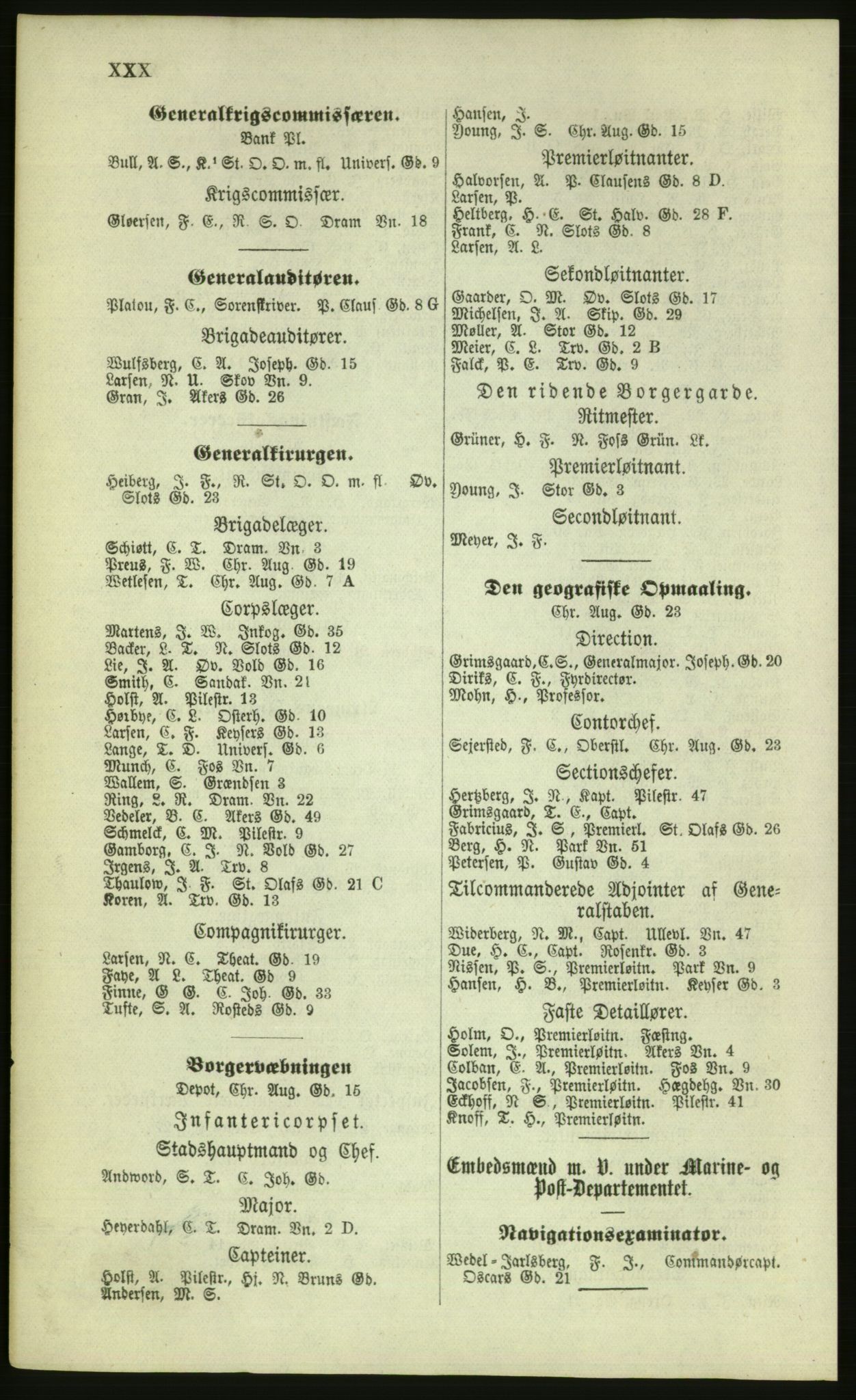 Kristiania/Oslo adressebok, PUBL/-, 1879, p. XXX