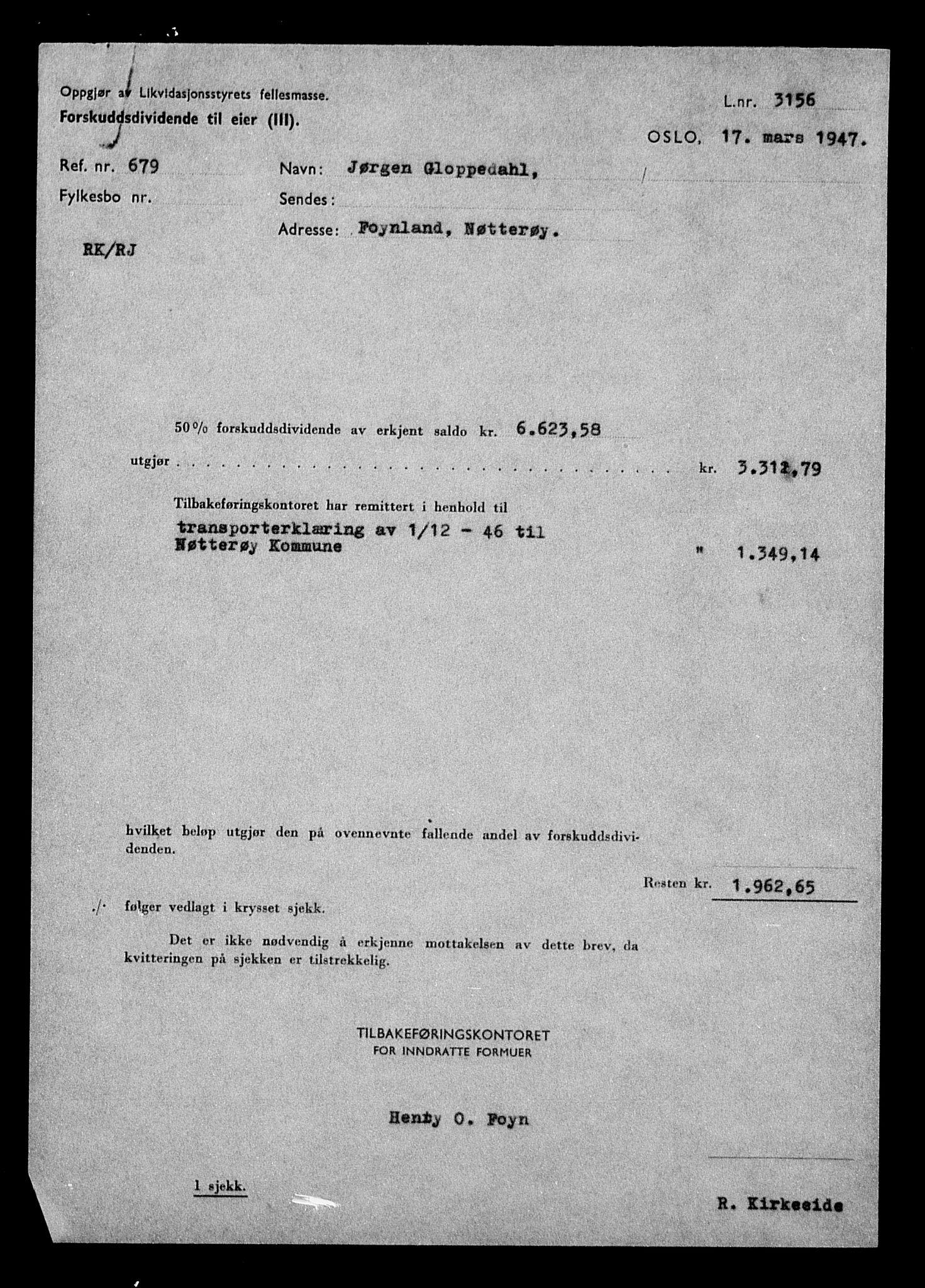 Justisdepartementet, Tilbakeføringskontoret for inndratte formuer, AV/RA-S-1564/H/Hc/Hcd/L0995: --, 1945-1947, p. 786