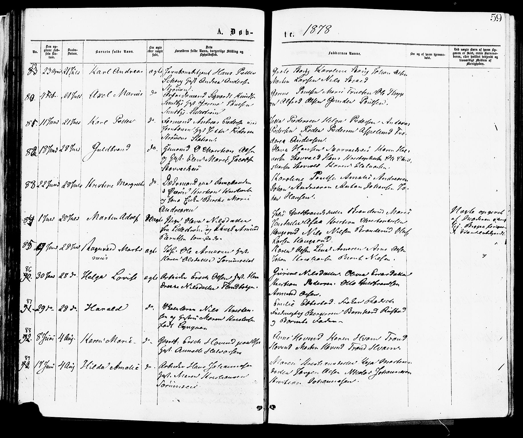 Skedsmo prestekontor Kirkebøker, AV/SAO-A-10033a/F/Fa/L0012: Parish register (official) no. I 12, 1876-1883, p. 59