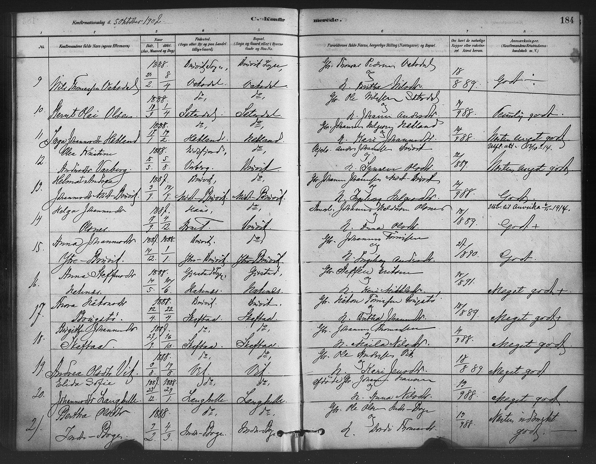 Bruvik Sokneprestembete, AV/SAB-A-74701/H/Haa: Parish register (official) no. B 1, 1878-1904, p. 184