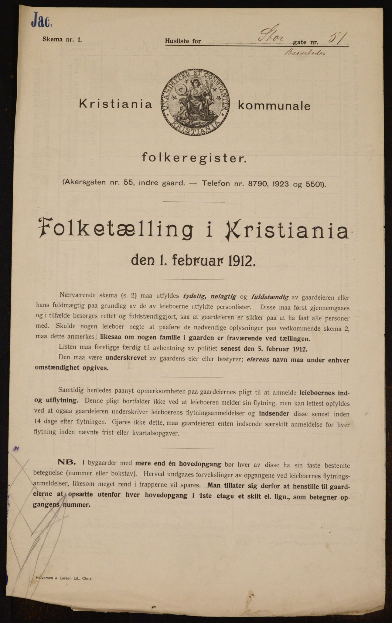 OBA, Municipal Census 1912 for Kristiania, 1912, p. 103559