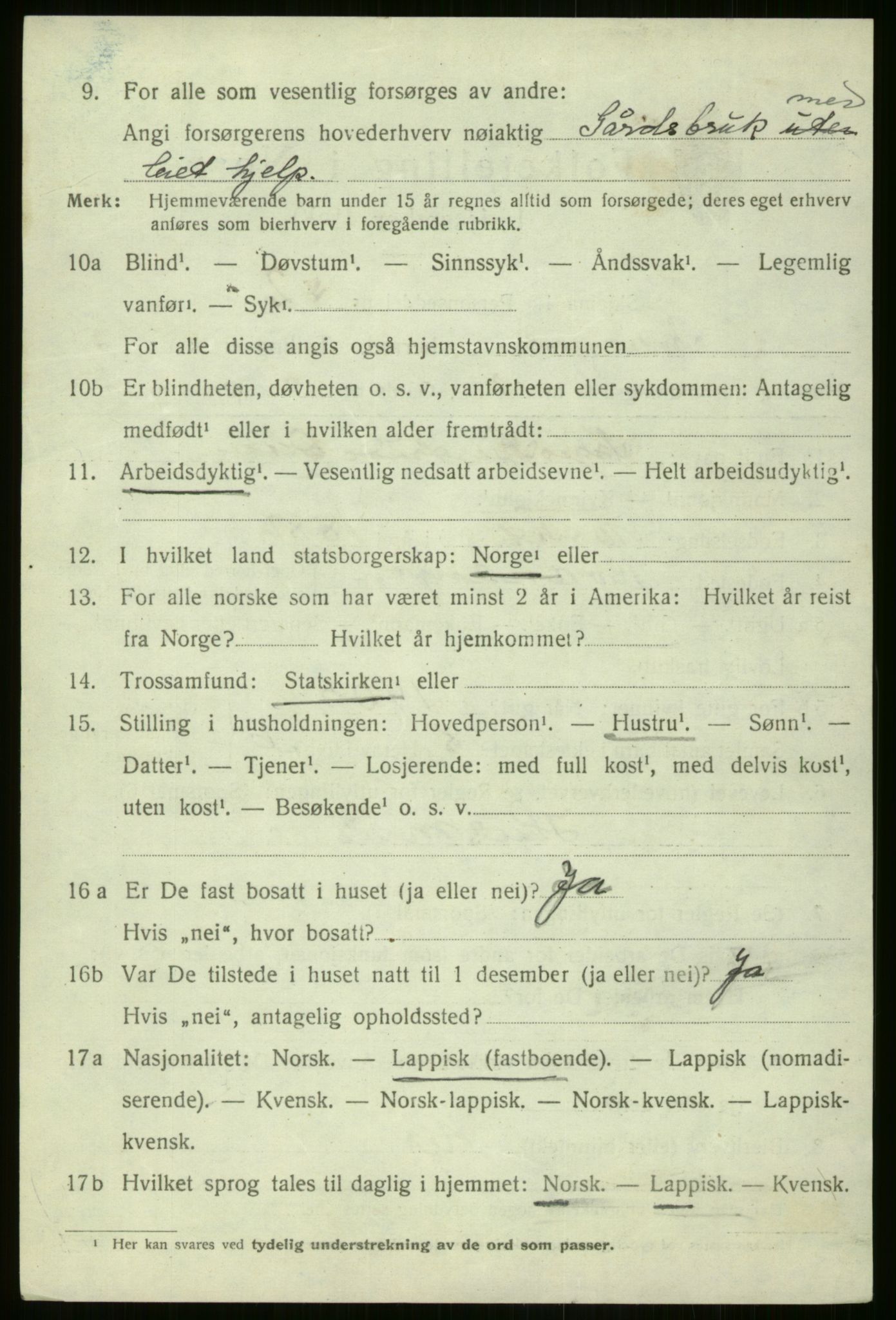 SATØ, 1920 census for Kvænangen, 1920, p. 1229