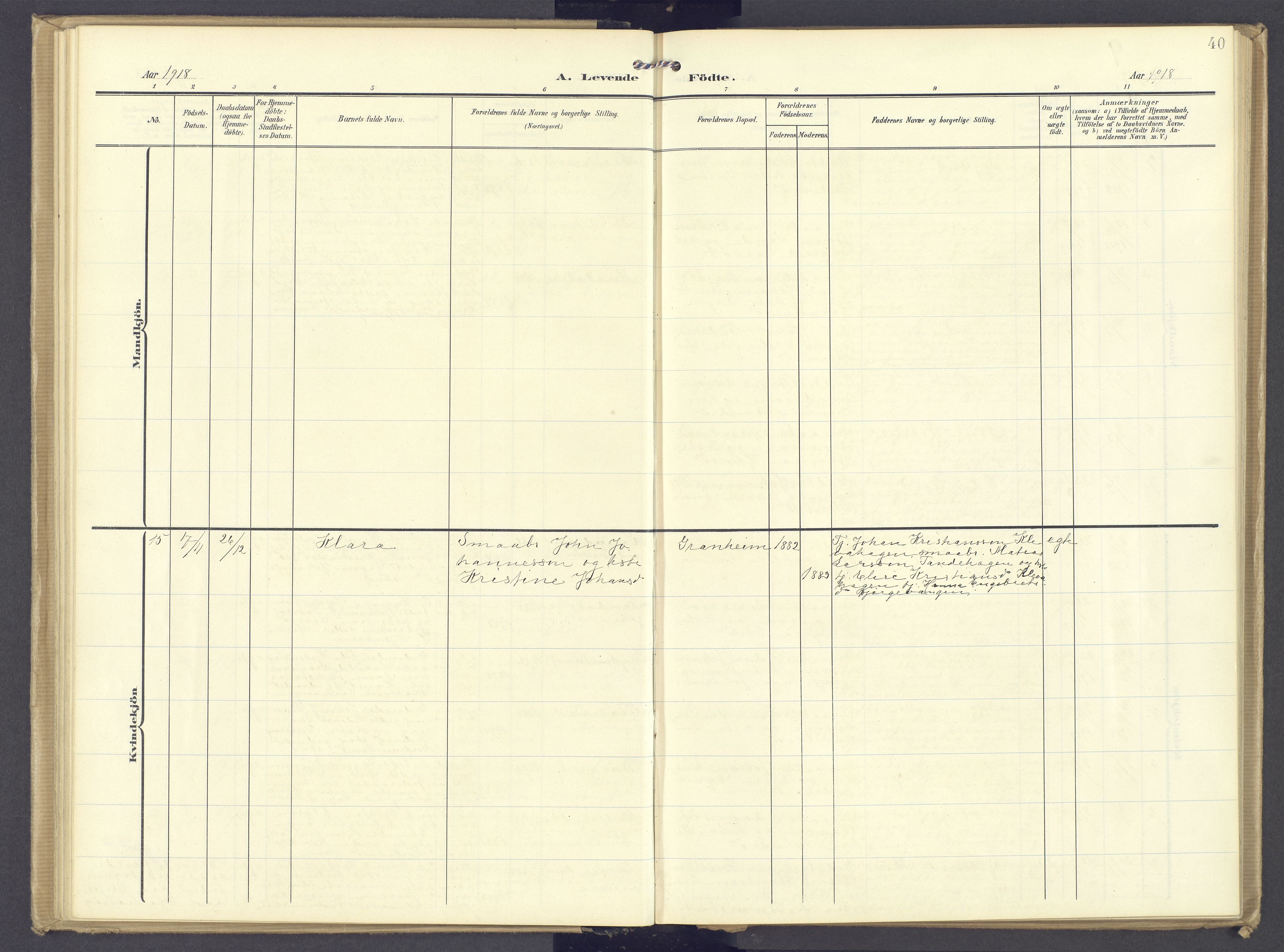 Øyer prestekontor, AV/SAH-PREST-084/H/Ha/Haa/L0013: Parish register (official) no. 13, 1905-1920, p. 40