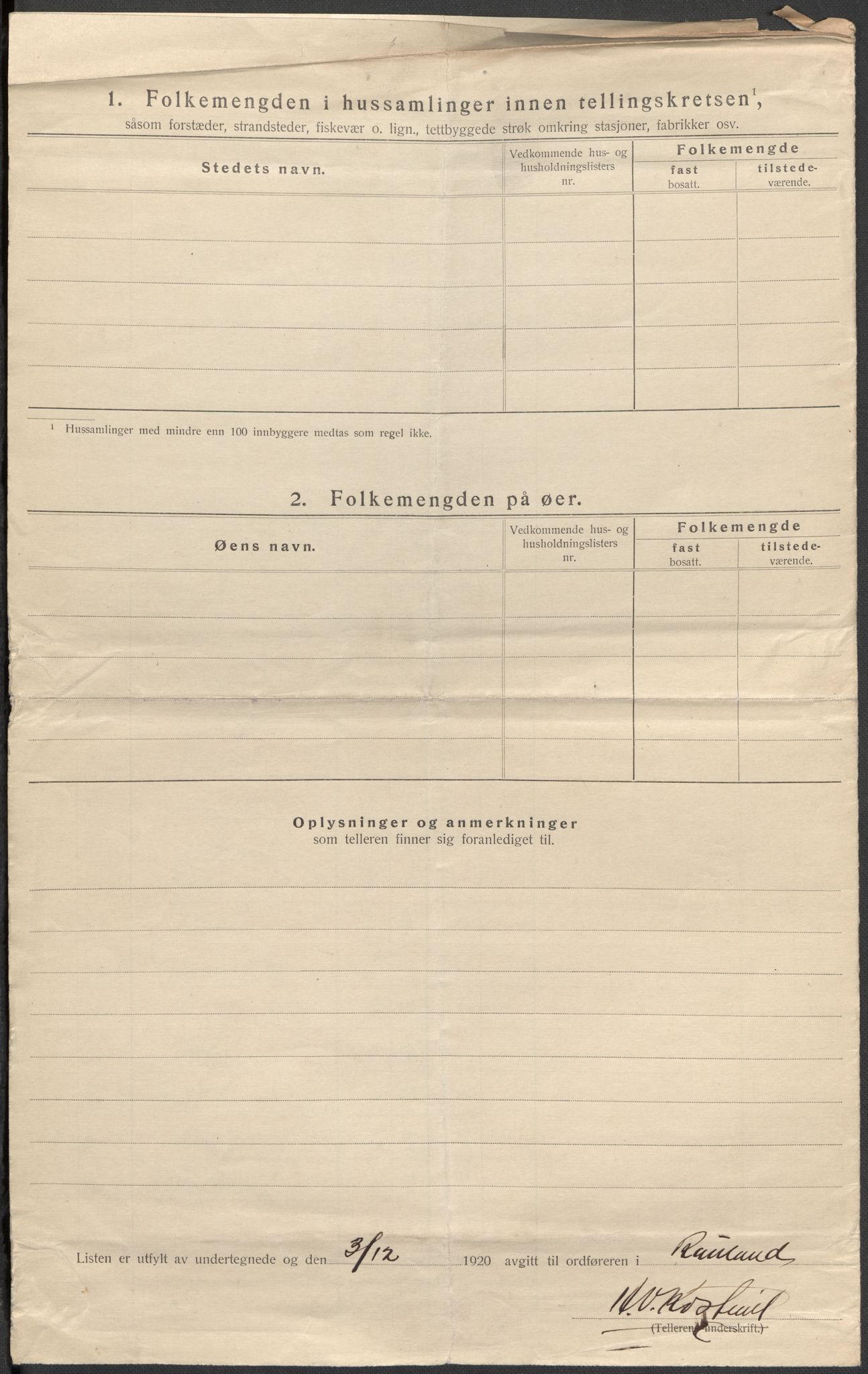 SAKO, 1920 census for Rauland, 1920, p. 19