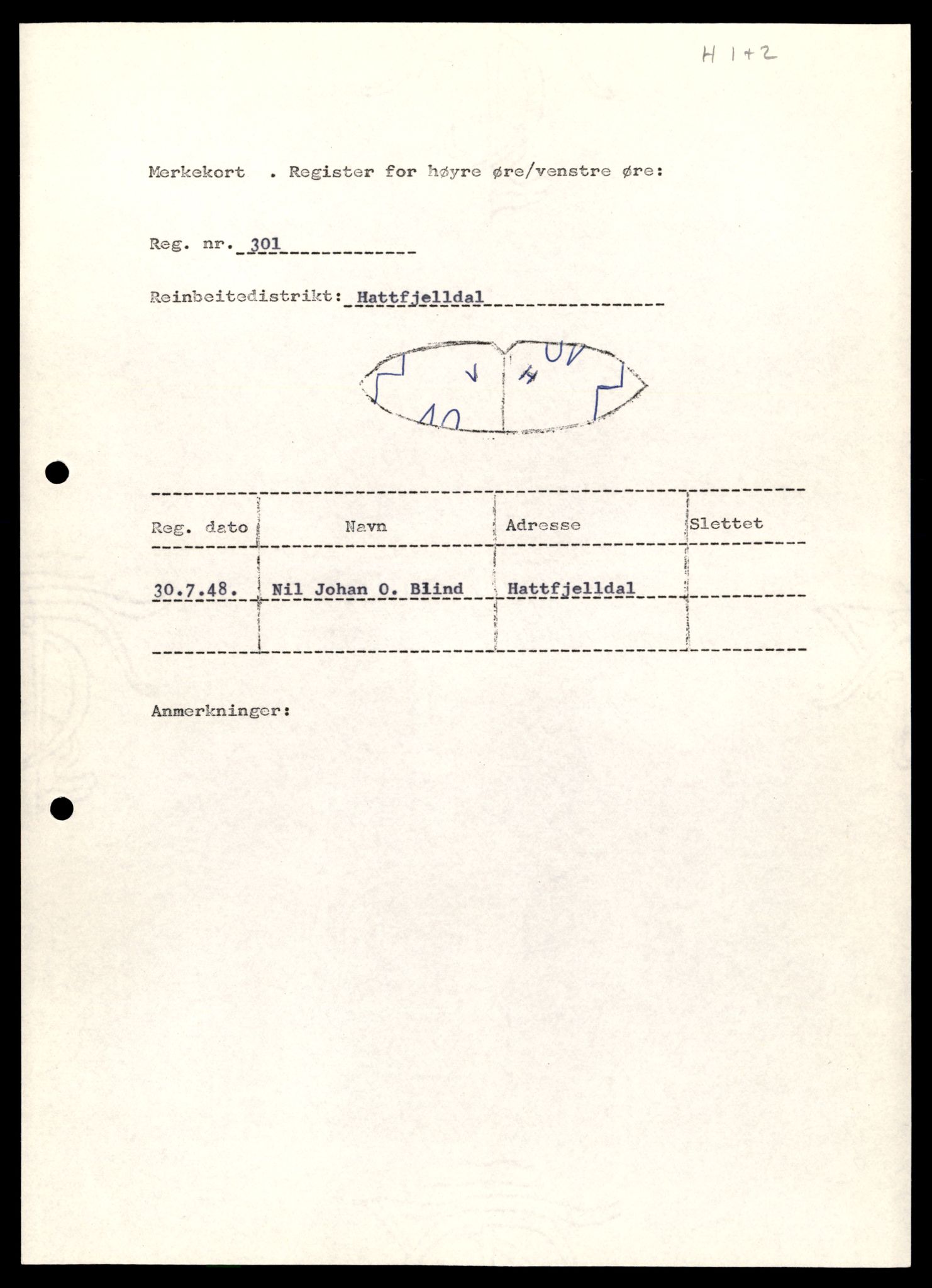 Reindriftsforvaltningen Nordland, AV/SAT-A-5309/D/Dc/L0502/0007: Korrespondanse ordnet etter arkivnøkkel / Reinmerkeregister, 1990-2001, p. 451