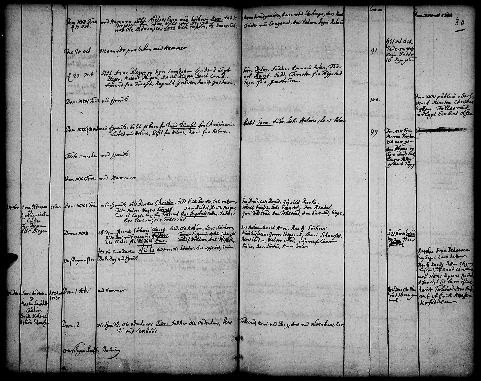 Fåberg prestekontor, AV/SAH-PREST-086/H/Ha/Haa/L0001: Parish register (official) no. 1, 1727-1775, p. 30