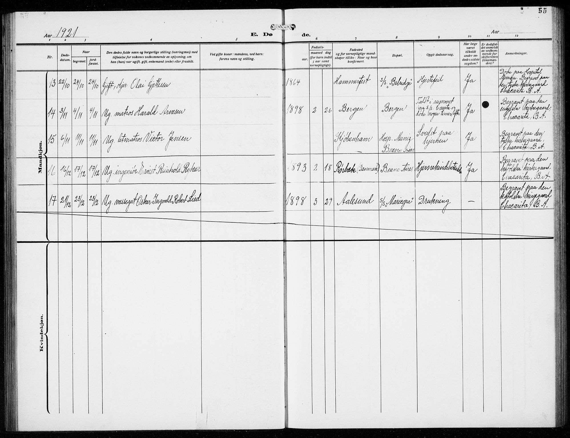 Den norske sjømannsmisjon i utlandet/Syd-Amerika (Buenos Aires m.fl.), SAB/SAB/PA-0118/H/Ha/L0003: Parish register (official) no. A 3, 1920-1938, p. 55