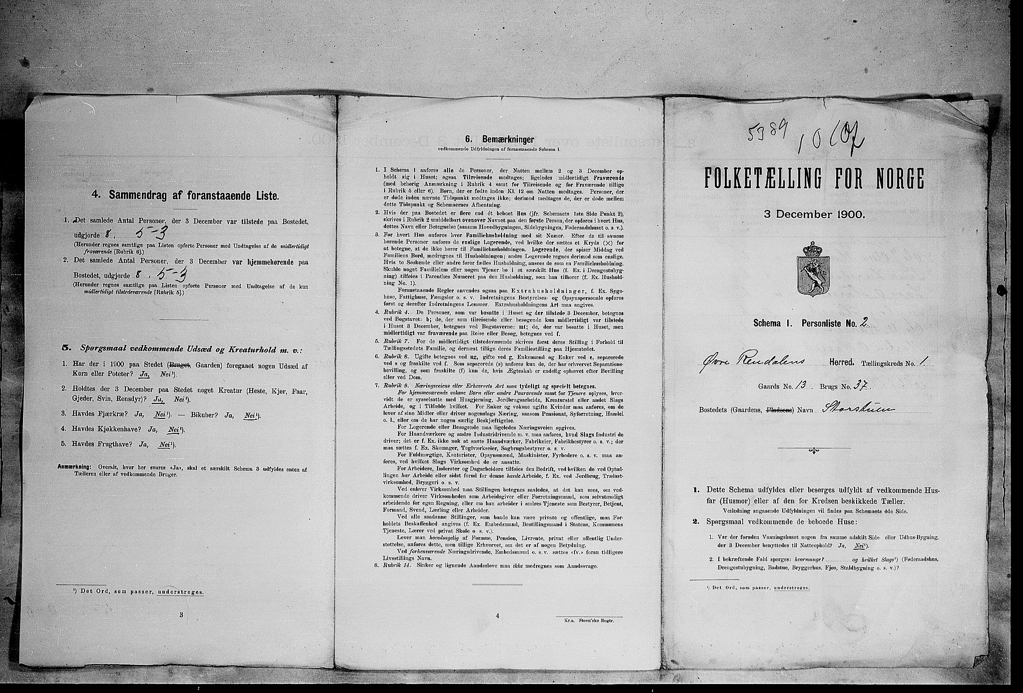 SAH, 1900 census for Øvre Rendal, 1900, p. 29