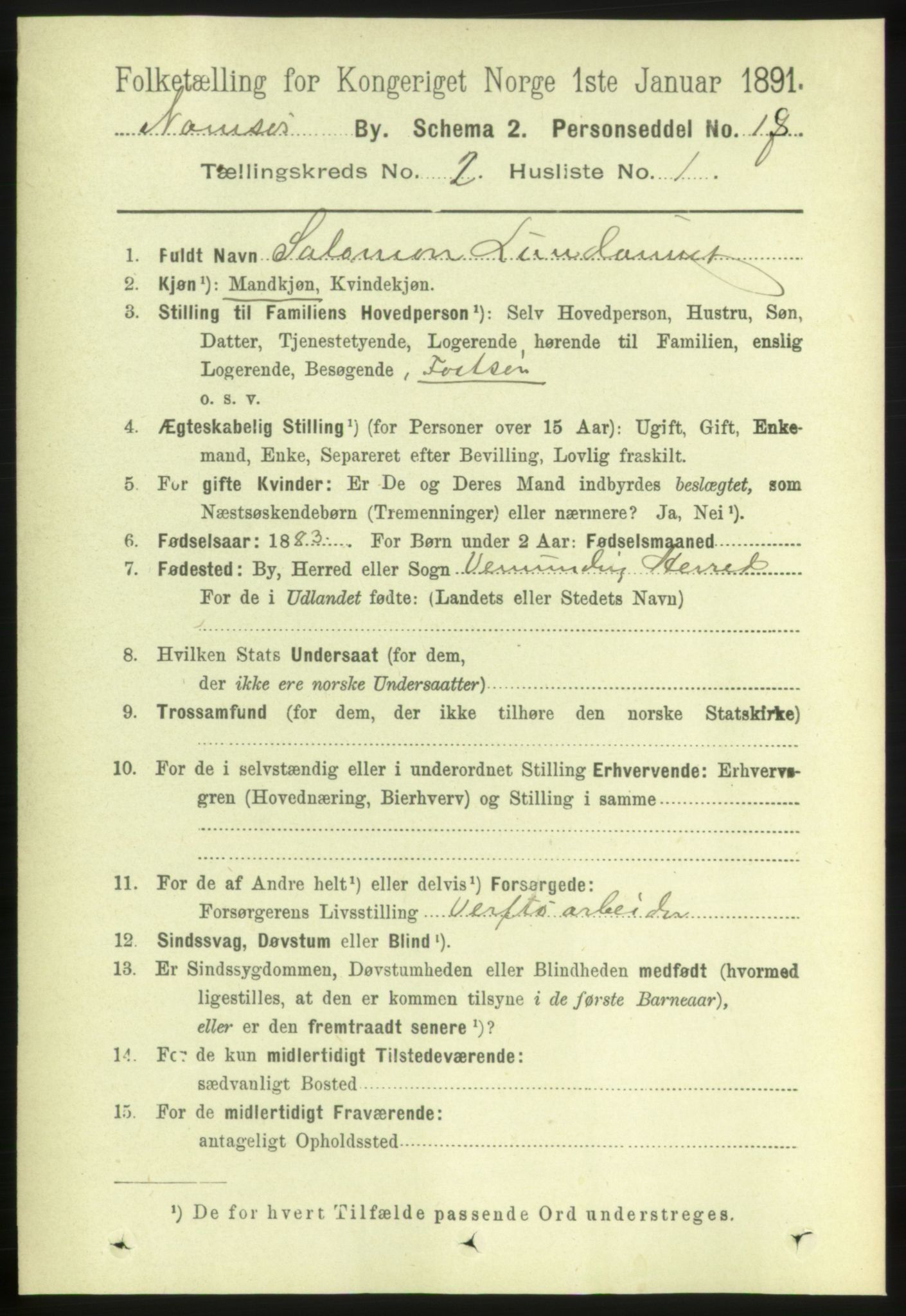 RA, 1891 census for 1703 Namsos, 1891, p. 523