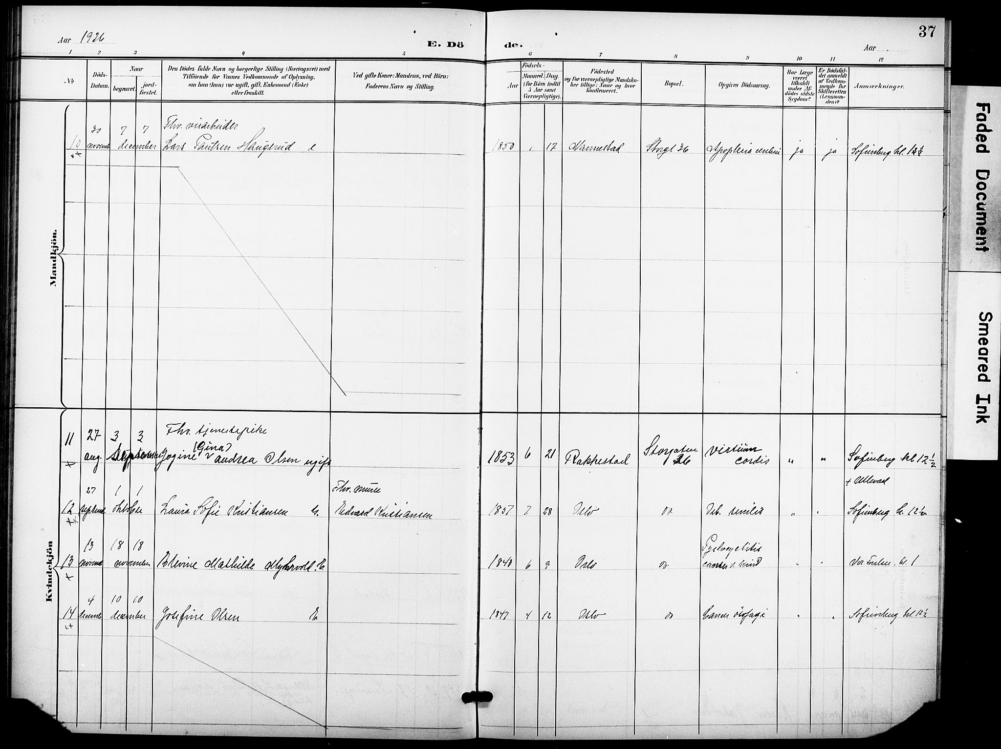 Krohgstøtten sykehusprest Kirkebøker, AV/SAO-A-10854/F/Fa/L0004: Parish register (official) no. 4, 1900-1935, p. 37