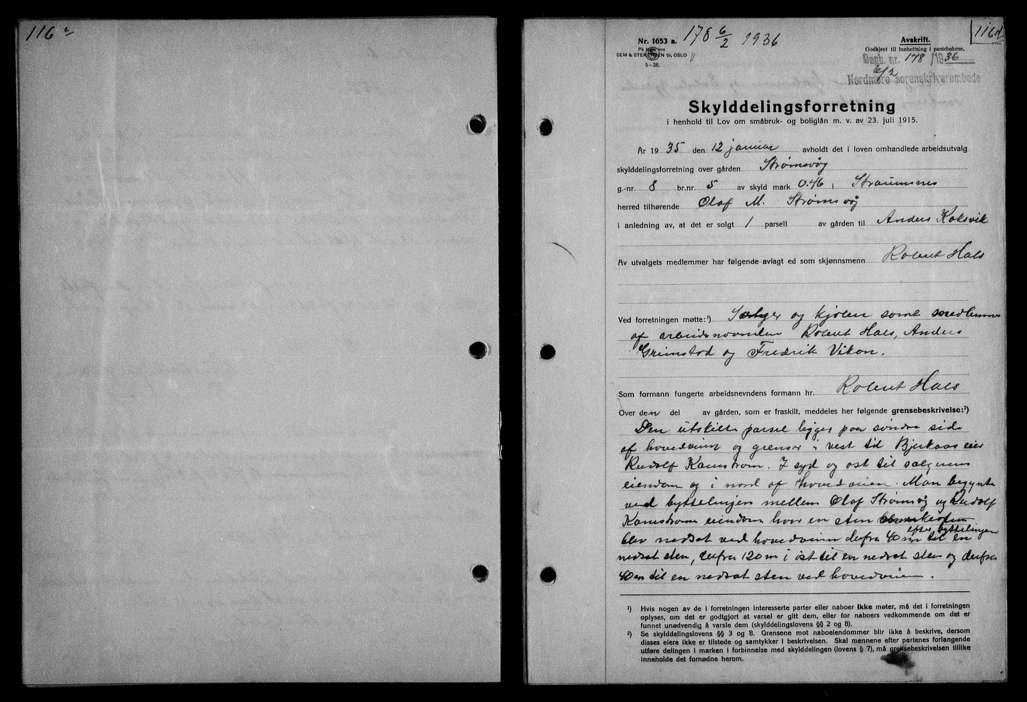 Nordmøre sorenskriveri, AV/SAT-A-4132/1/2/2Ca/L0087: Mortgage book no. 77, 1935-1936, Deed date: 06.02.1936