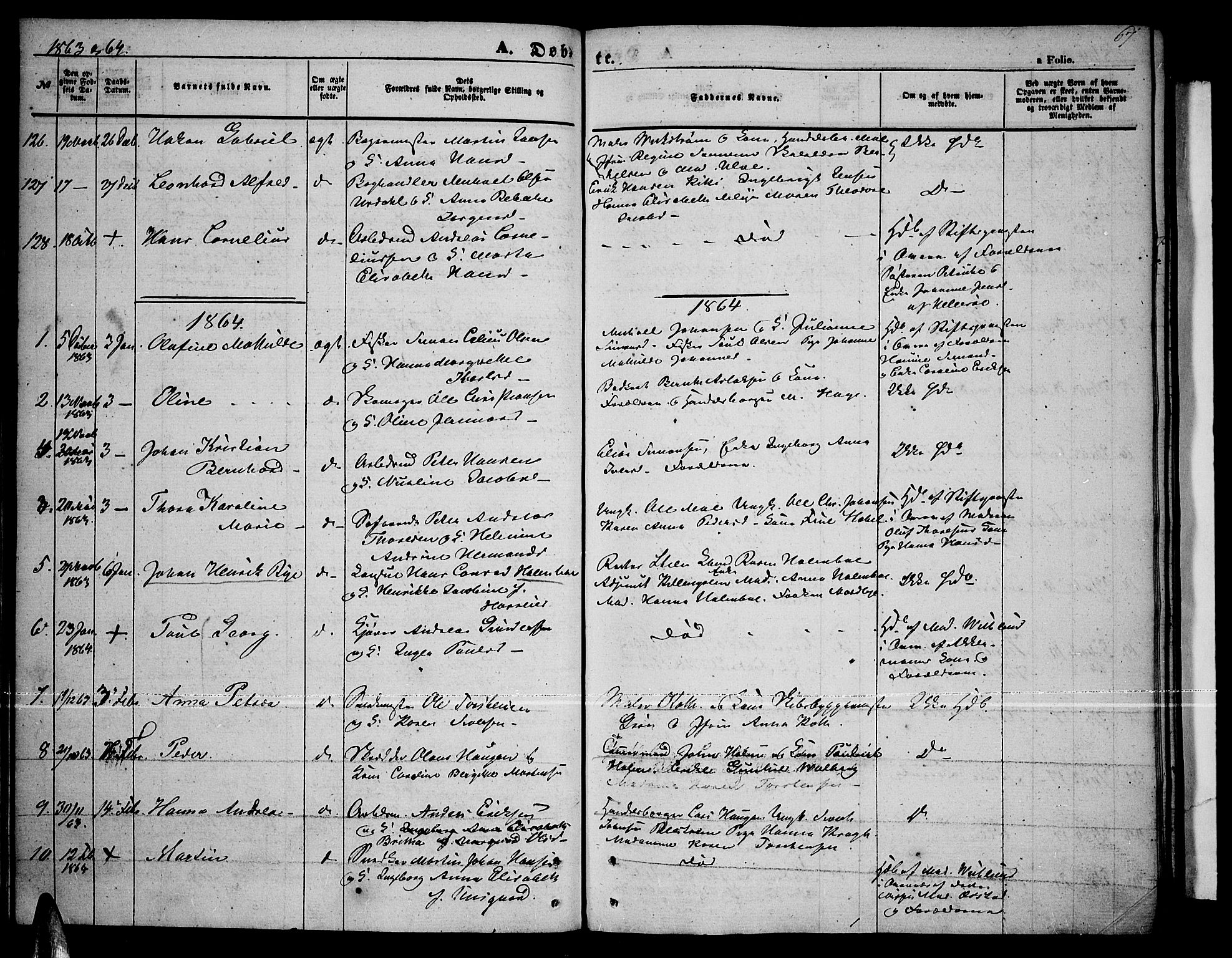 Tromsø sokneprestkontor/stiftsprosti/domprosti, SATØ/S-1343/G/Gb/L0006klokker: Parish register (copy) no. 6, 1857-1866, p. 67