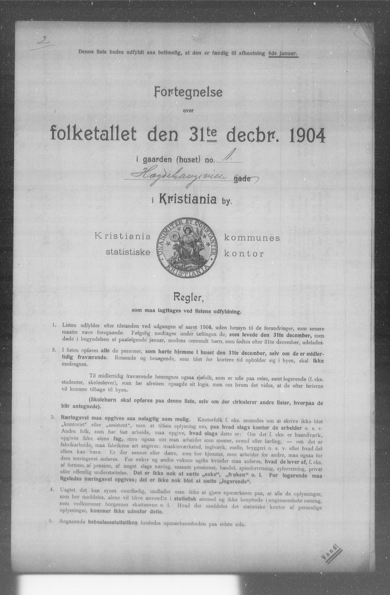 OBA, Municipal Census 1904 for Kristiania, 1904, p. 7175