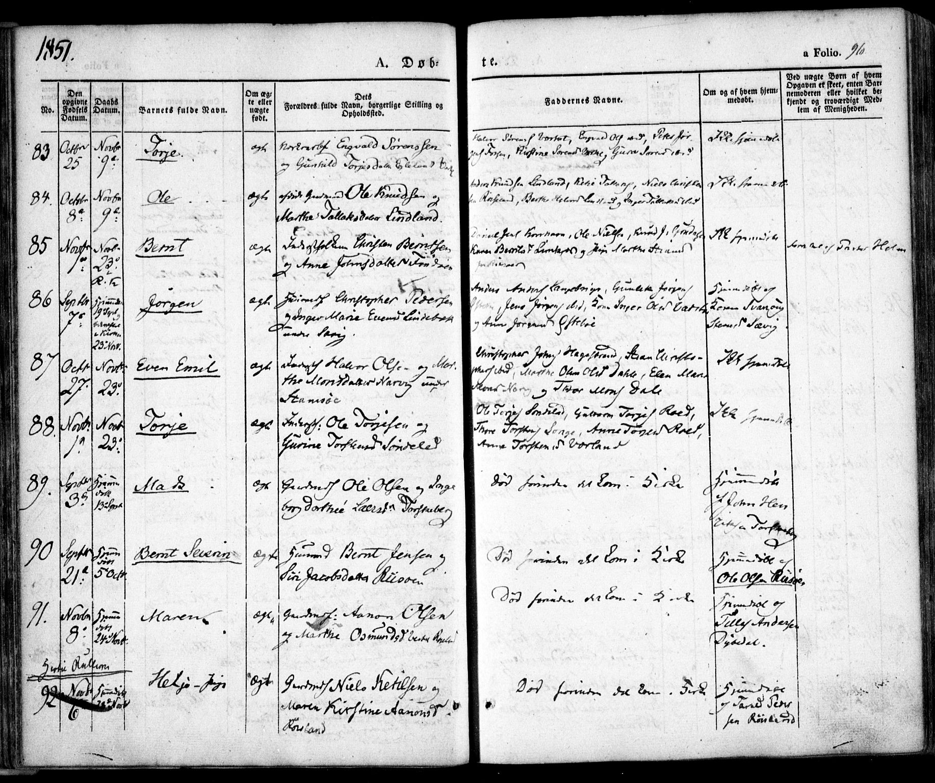 Søndeled sokneprestkontor, AV/SAK-1111-0038/F/Fa/L0002: Parish register (official) no. A 2, 1839-1860, p. 96