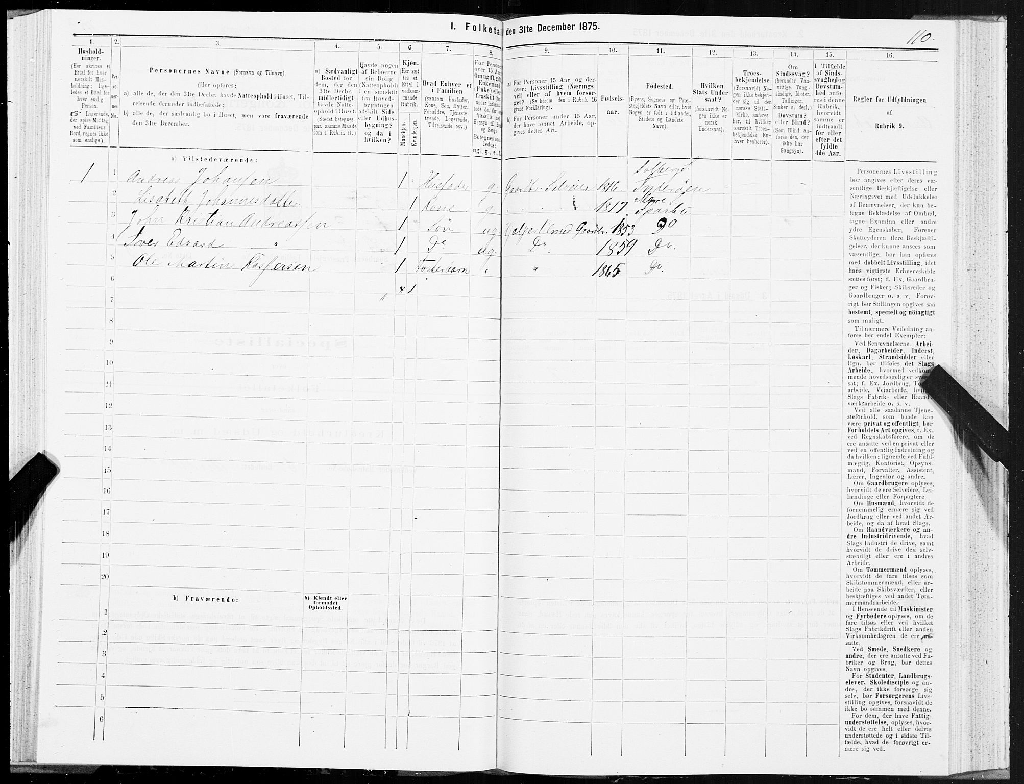 SAT, 1875 census for 1731P Sparbu, 1875, p. 1110