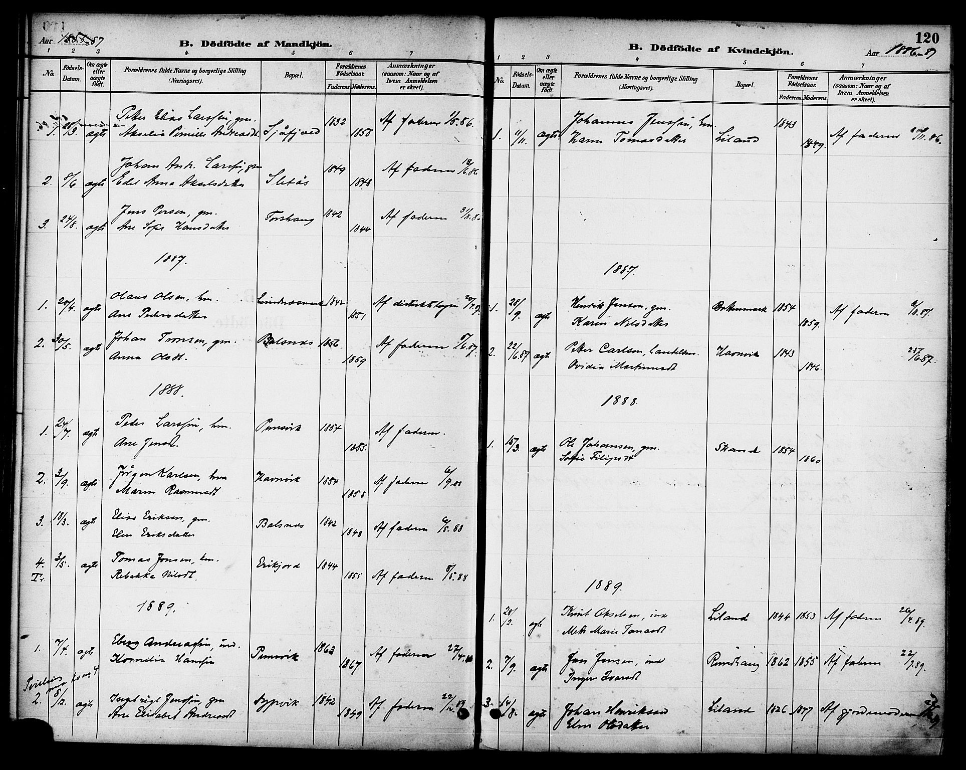 Ministerialprotokoller, klokkerbøker og fødselsregistre - Nordland, SAT/A-1459/863/L0898: Parish register (official) no. 863A10, 1886-1897, p. 120