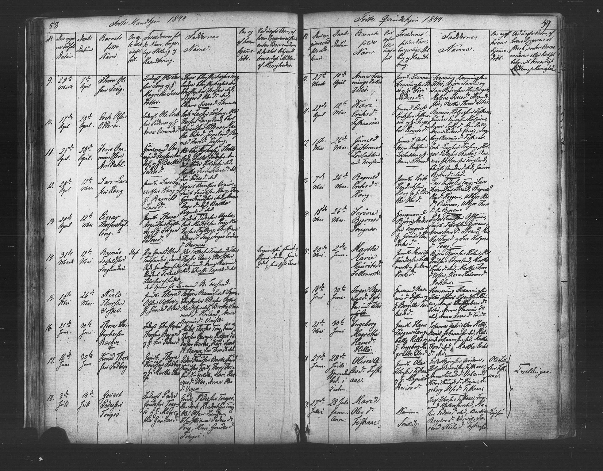 Strand sokneprestkontor, SAST/A-101828/H/Ha/Haa/L0006: Parish register (official) no. A 6, 1834-1854, p. 58-59