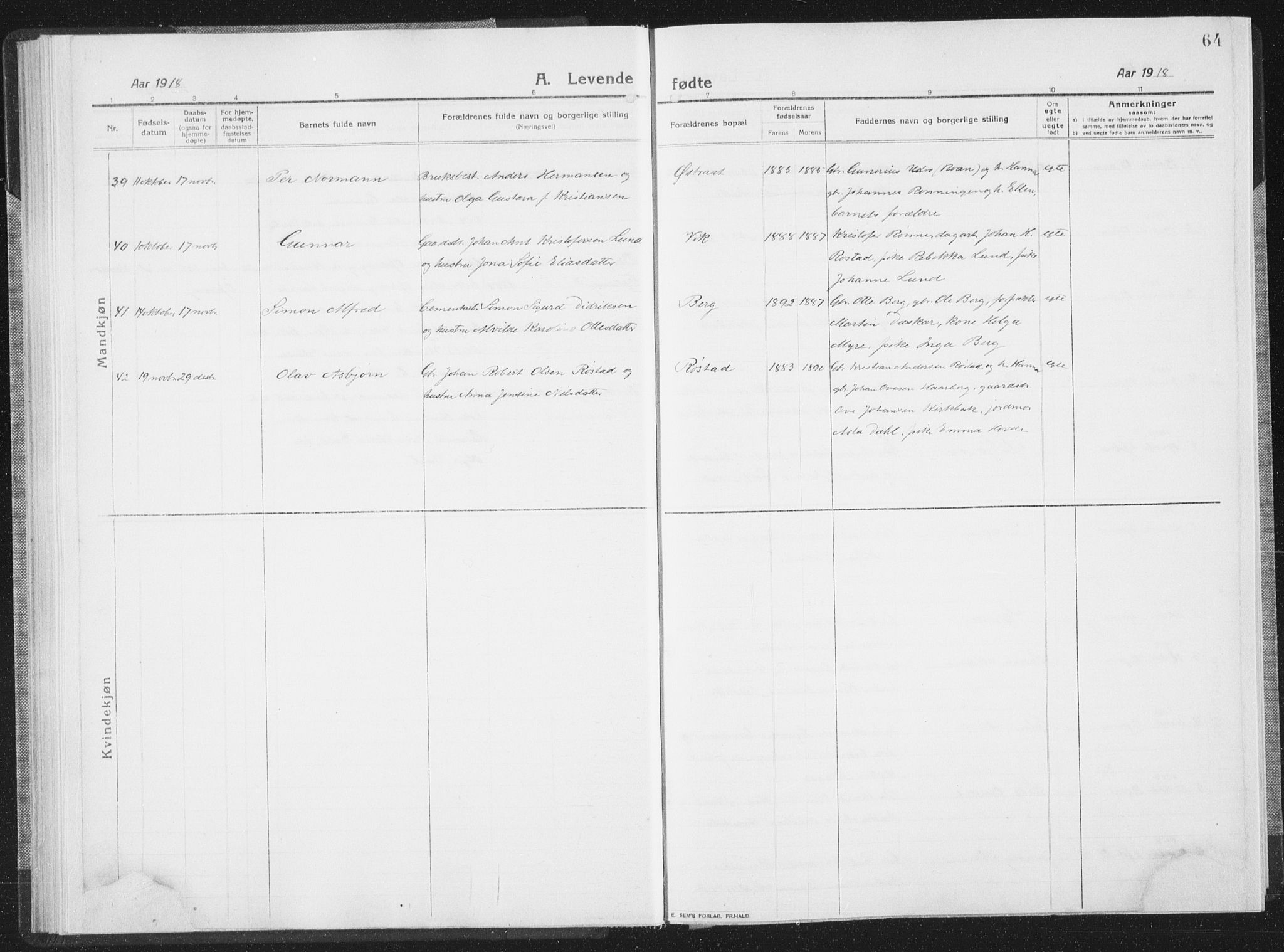 Ministerialprotokoller, klokkerbøker og fødselsregistre - Sør-Trøndelag, SAT/A-1456/659/L0747: Parish register (copy) no. 659C04, 1913-1938, p. 64