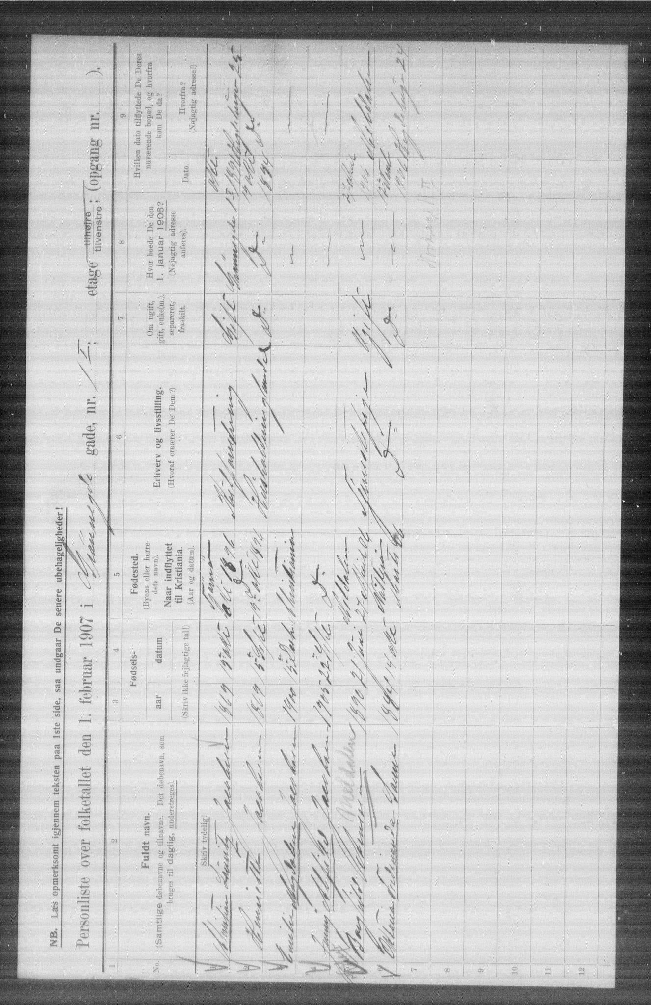 OBA, Municipal Census 1907 for Kristiania, 1907, p. 16455