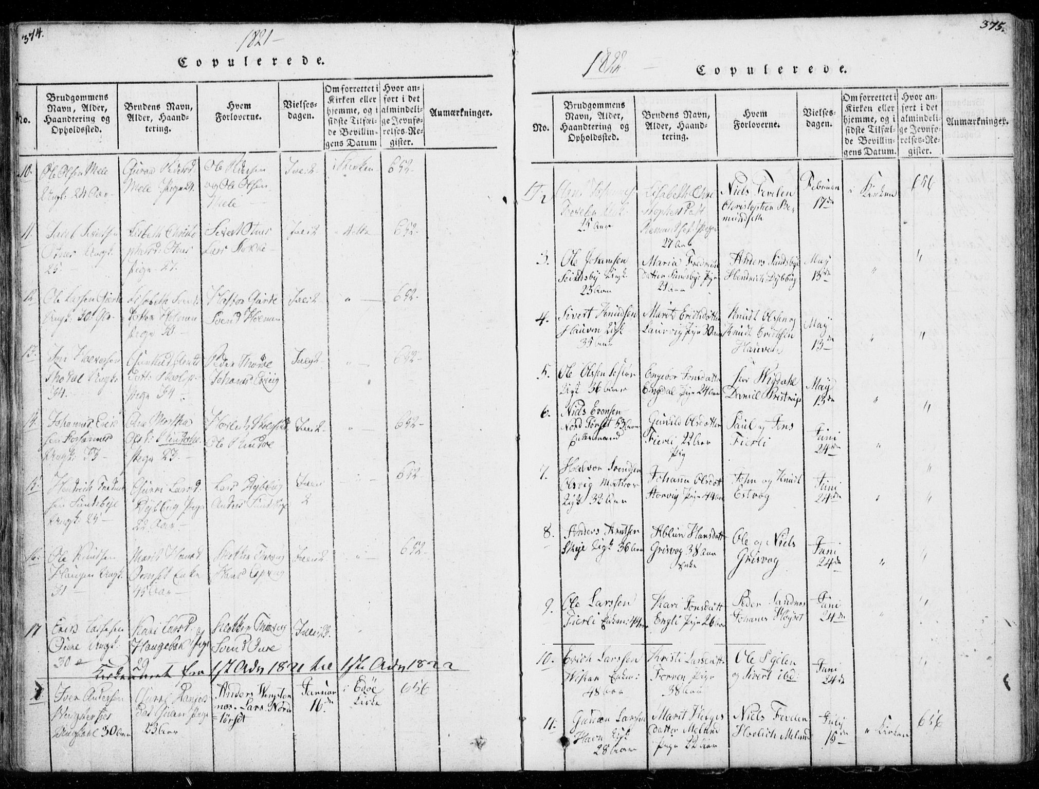 Ministerialprotokoller, klokkerbøker og fødselsregistre - Møre og Romsdal, AV/SAT-A-1454/578/L0903: Parish register (official) no. 578A02, 1819-1838, p. 374-375