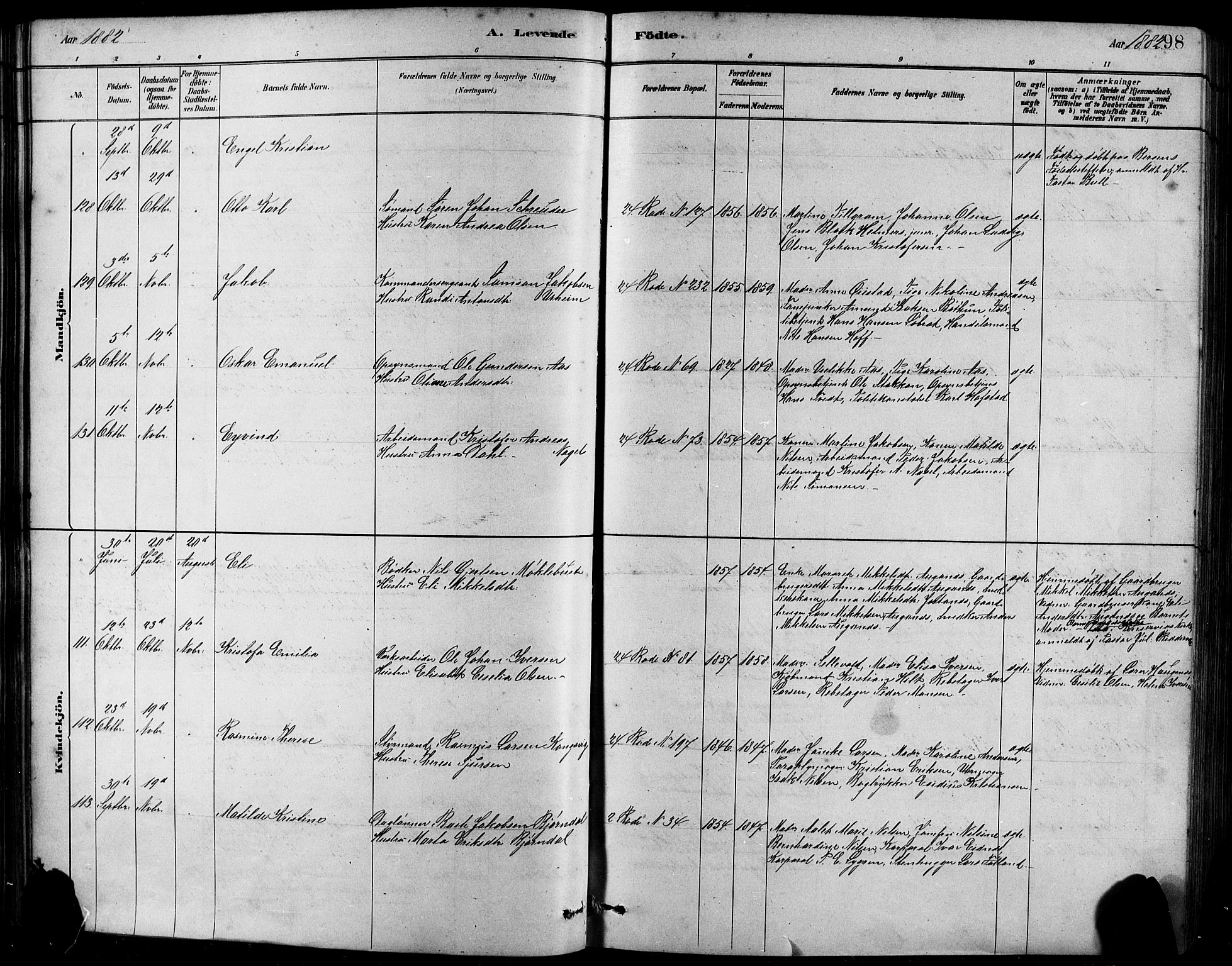 Sandviken Sokneprestembete, AV/SAB-A-77601/H/Hb/L0001: Parish register (copy) no. A 2, 1879-1892, p. 98