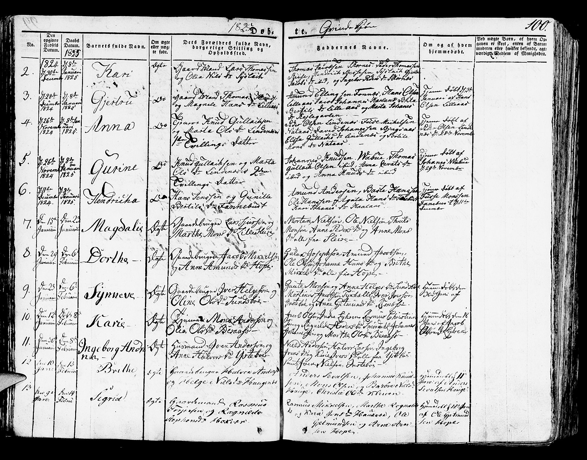 Lindås Sokneprestembete, SAB/A-76701/H/Haa: Parish register (official) no. A 8, 1823-1836, p. 100