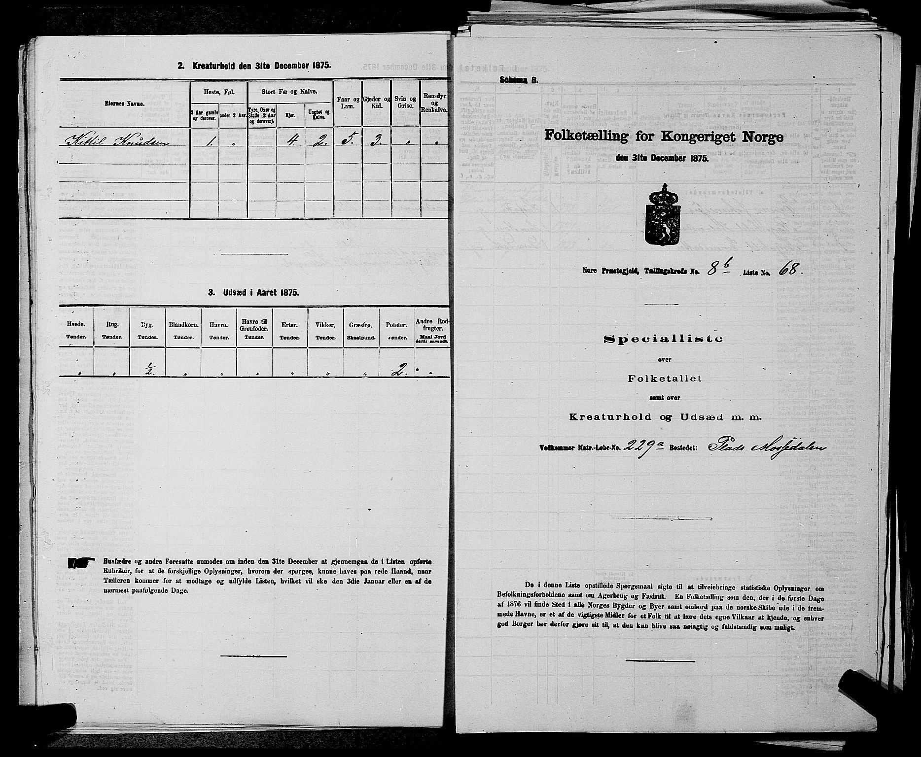 SAKO, 1875 census for 0633P Nore, 1875, p. 1001