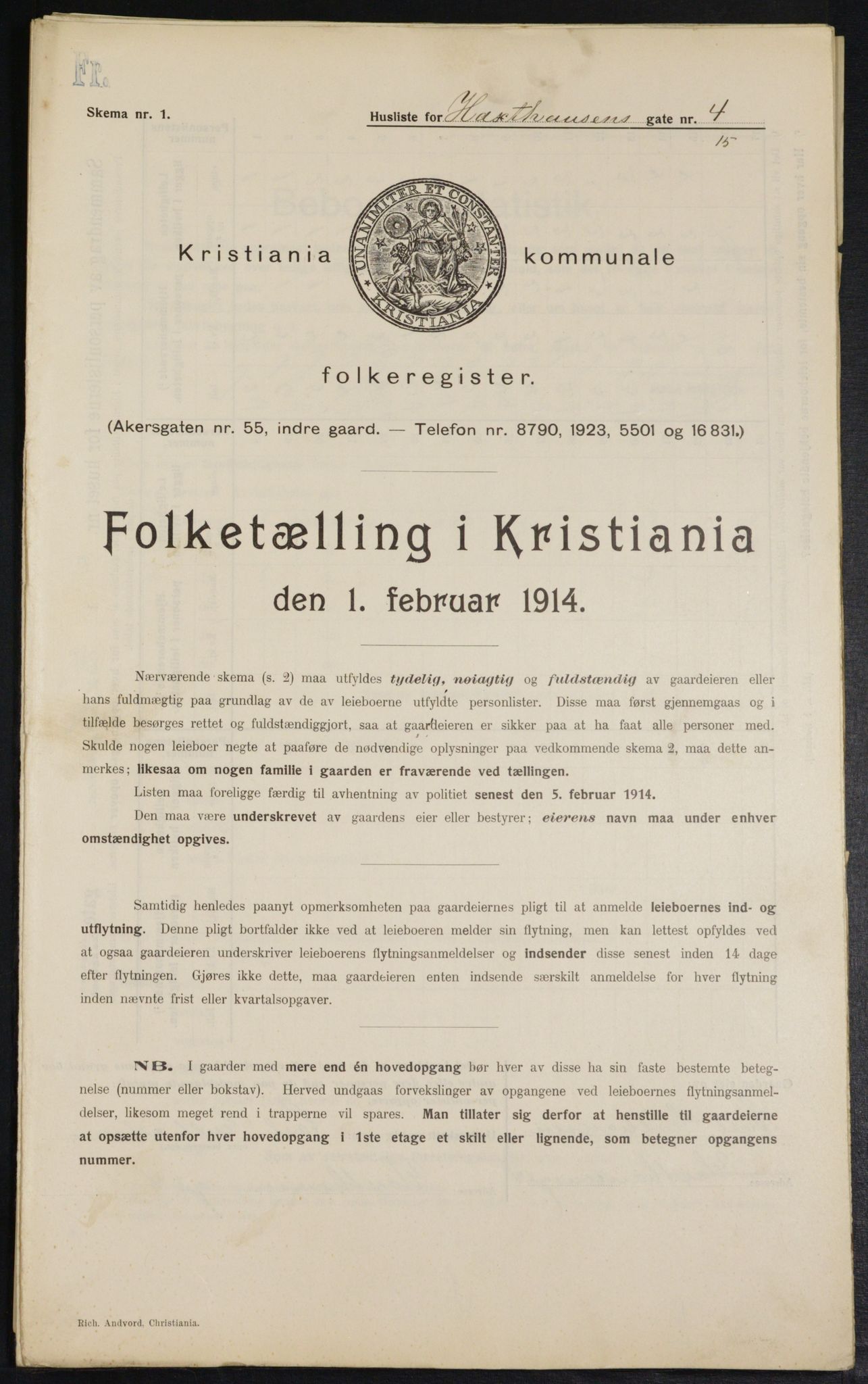 OBA, Municipal Census 1914 for Kristiania, 1914, p. 35596