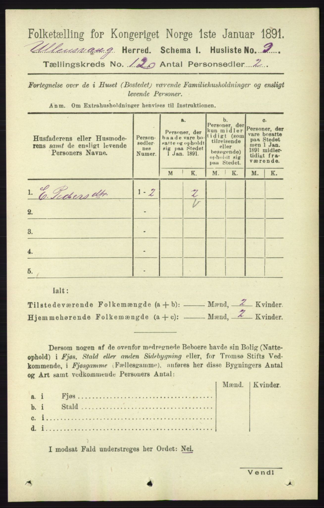 RA, 1891 census for 1230 Ullensvang, 1891, p. 4604