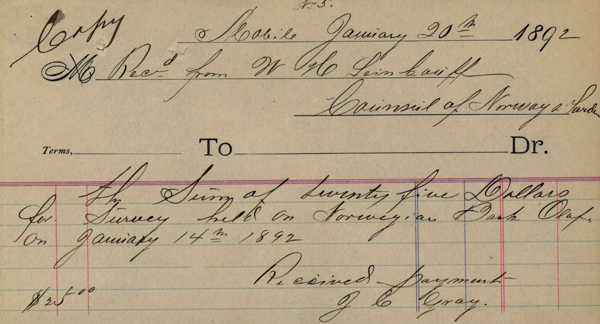 Pa 63 - Østlandske skibsassuranceforening, VEMU/A-1079/G/Ga/L0028/0005: Havaridokumenter / Tjømø, Magnolia, Caroline, Olaf, Stjernen, 1892, p. 105