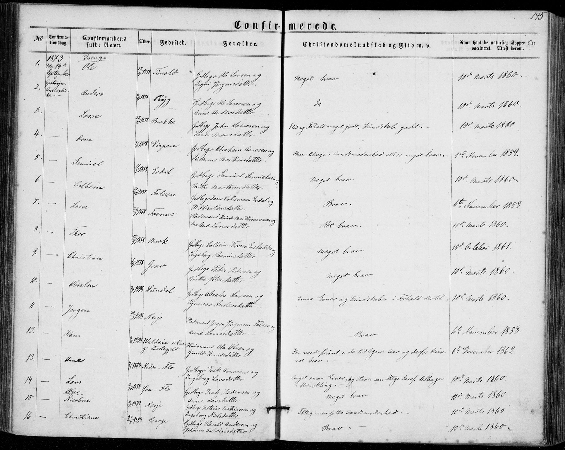 Stryn Sokneprestembete, SAB/A-82501: Parish register (official) no. A 3, 1862-1877, p. 145