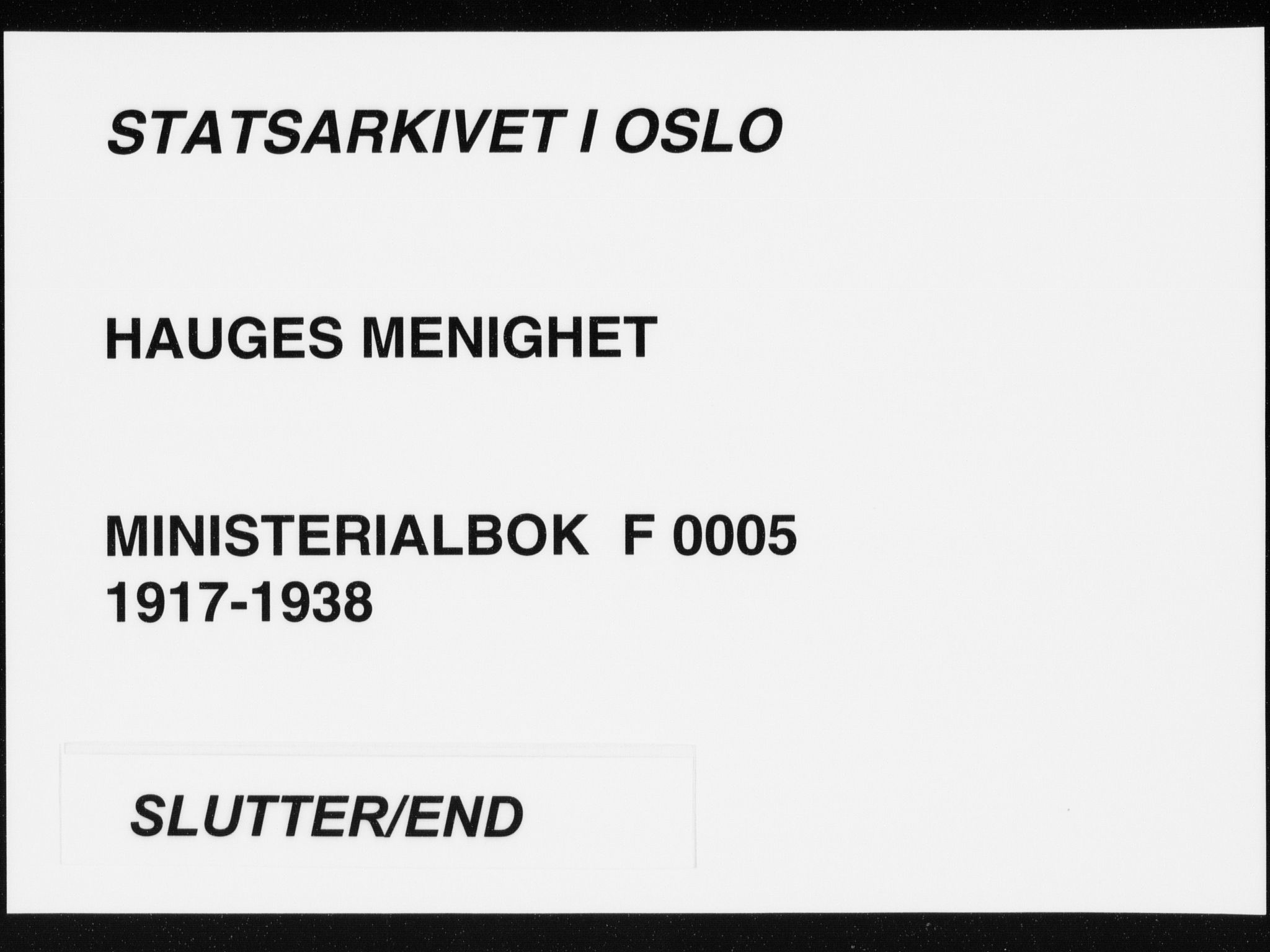 Hauge prestekontor Kirkebøker, AV/SAO-A-10849/F/Fa/L0005: Parish register (official) no. 5, 1917-1938