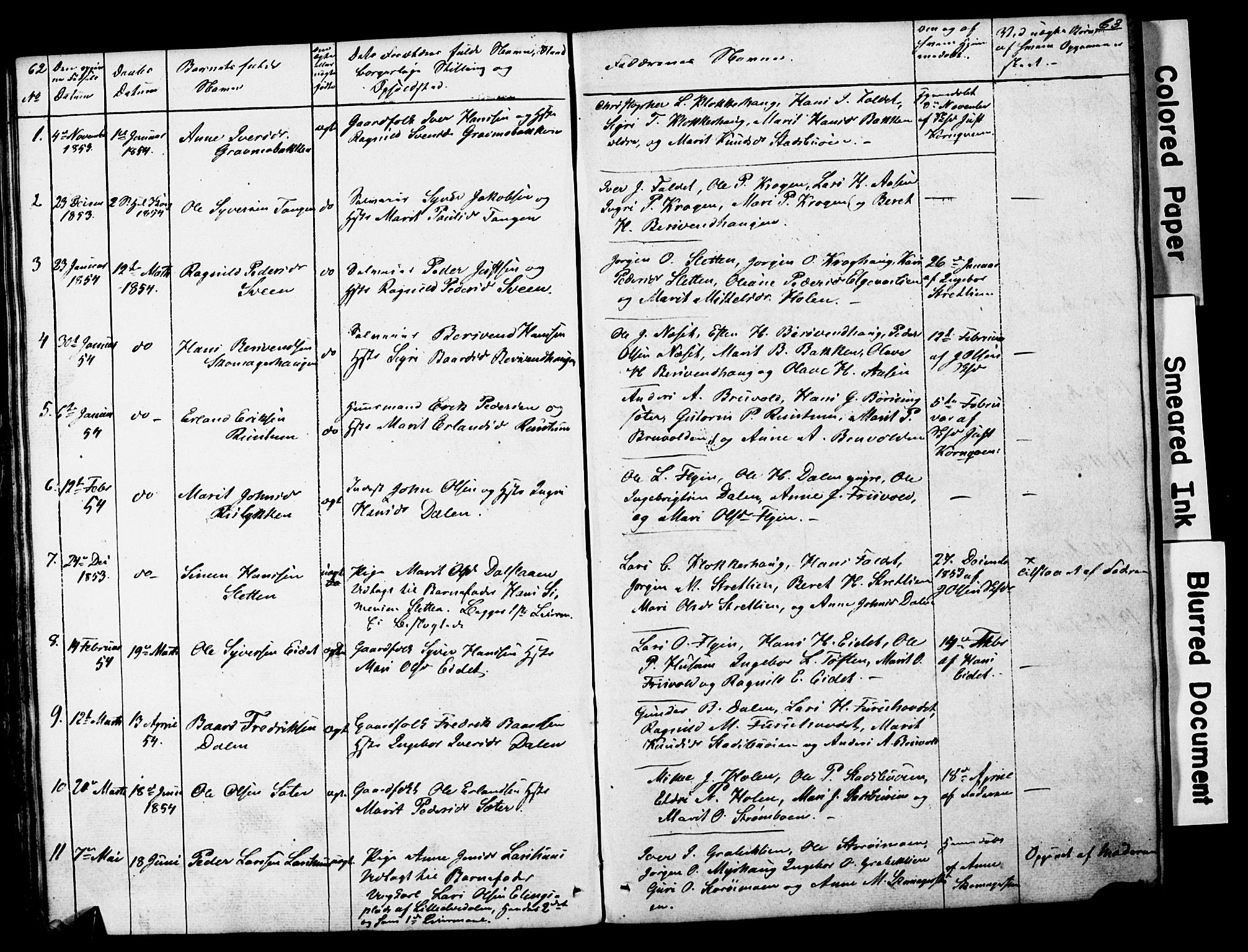 Lesja prestekontor, SAH/PREST-068/H/Ha/Hab/L0014: Parish register (copy) no. 14, 1842-1856, p. 62-63