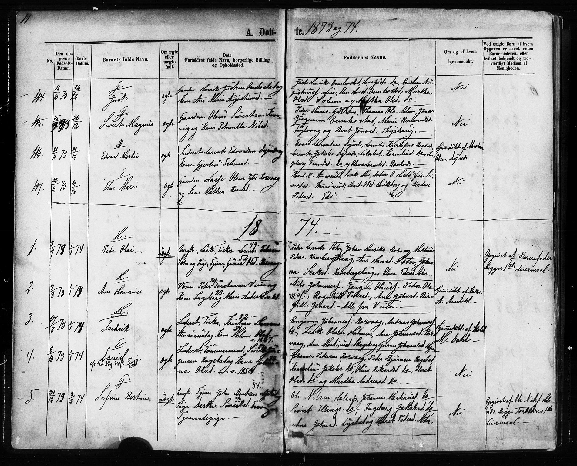 Ministerialprotokoller, klokkerbøker og fødselsregistre - Møre og Romsdal, AV/SAT-A-1454/581/L0938: Parish register (official) no. 581A06, 1873-1879, p. 11