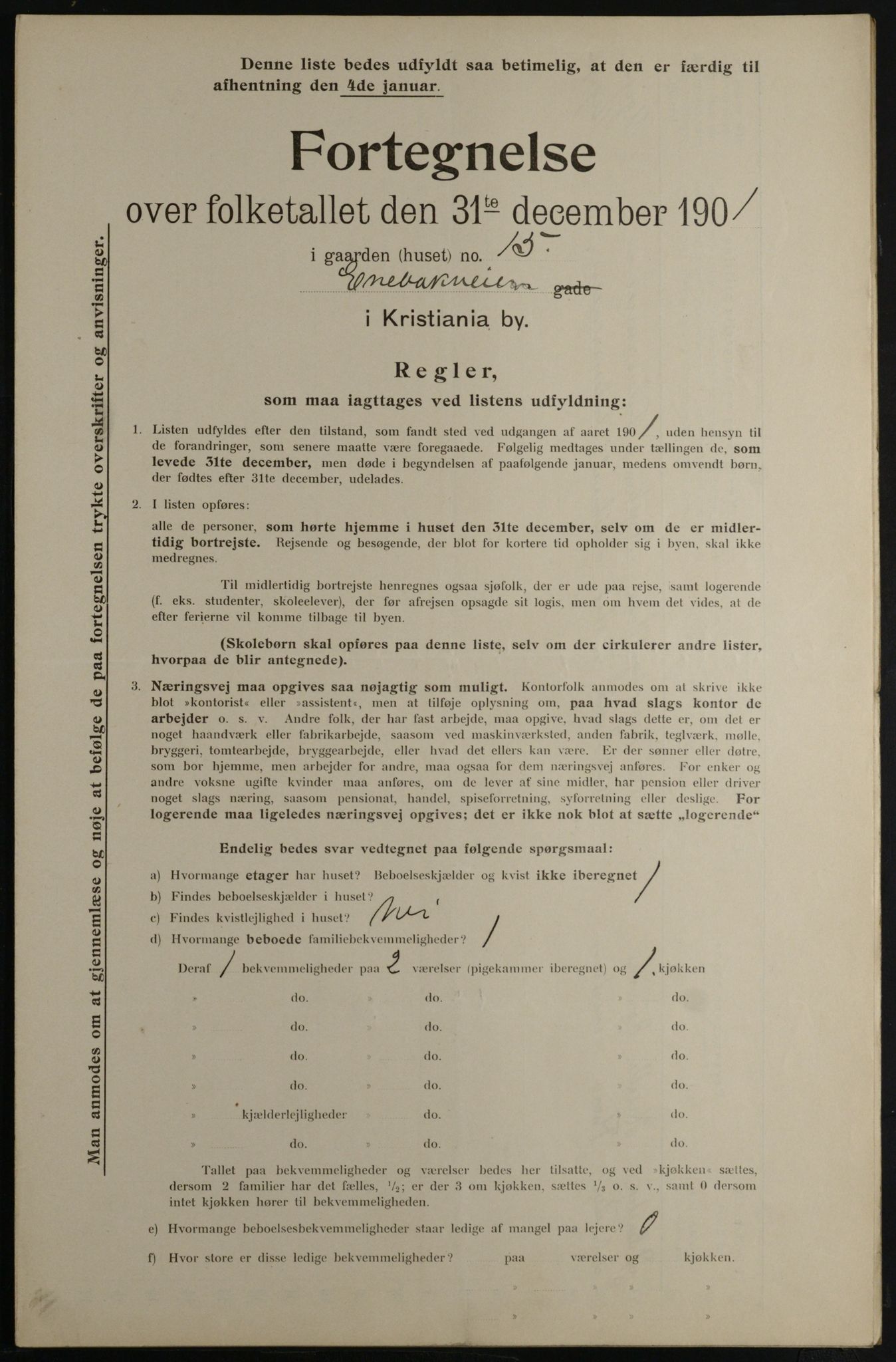 OBA, Municipal Census 1901 for Kristiania, 1901, p. 3348