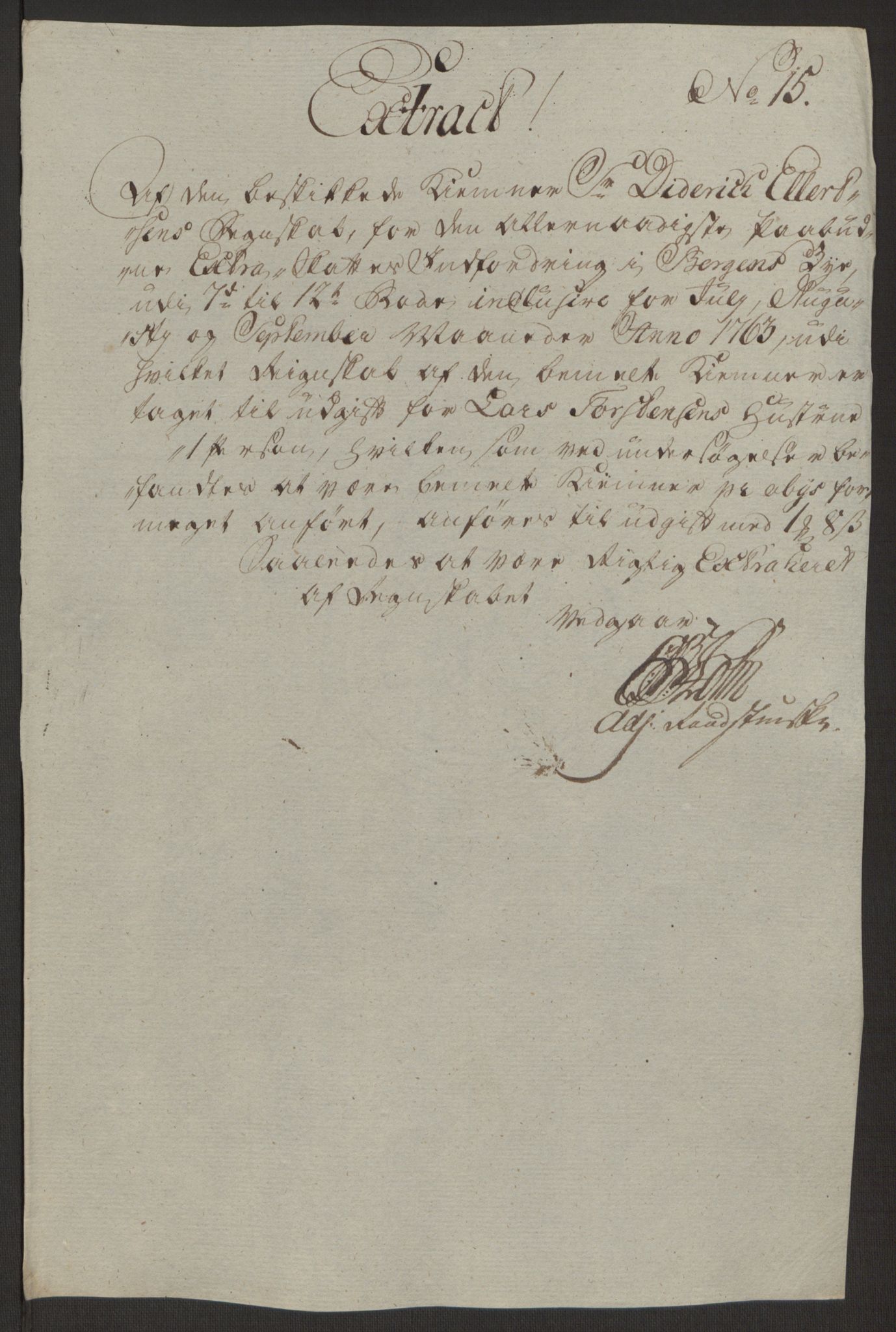 Rentekammeret inntil 1814, Reviderte regnskaper, Byregnskaper, AV/RA-EA-4066/R/Rp/L0366/0001: [P20] Kontribusjonsregnskap / Ekstraskatt, 1763, p. 313