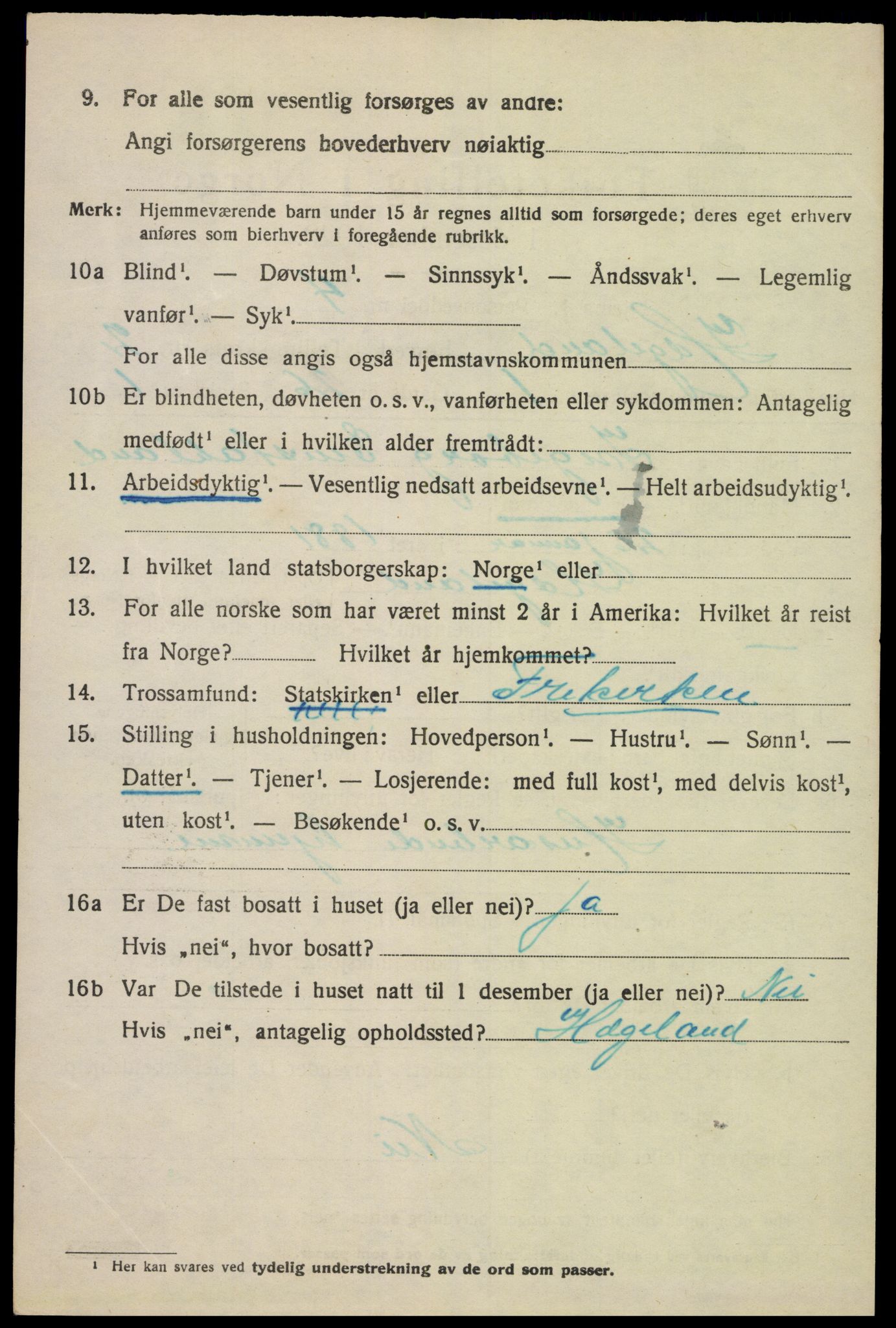 SAK, 1920 census for Hægeland, 1920, p. 618